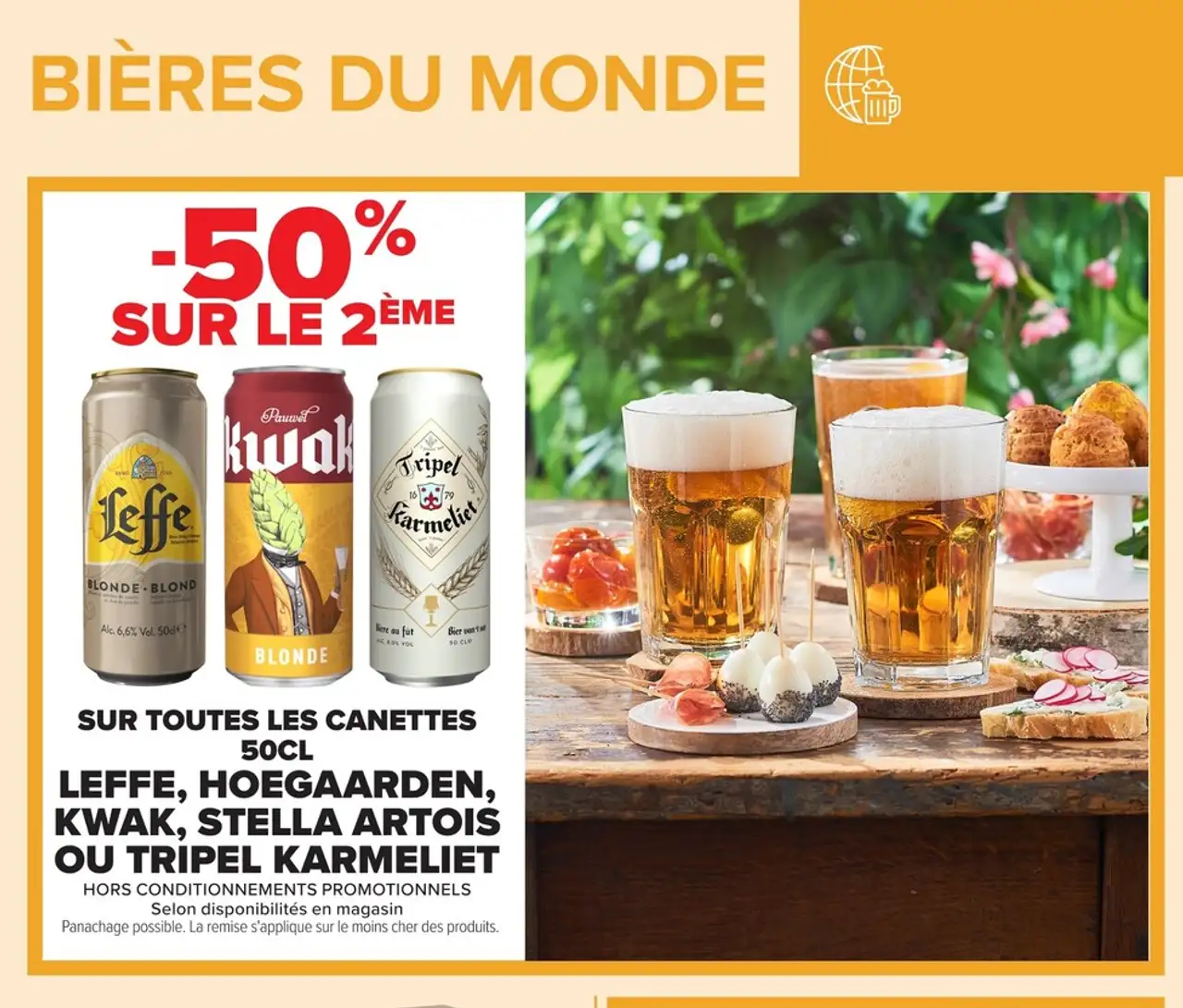 Canettes 50cl Leffe, Hoegaarden, Kwak, Stella Artois ou Tripel Karmeliet