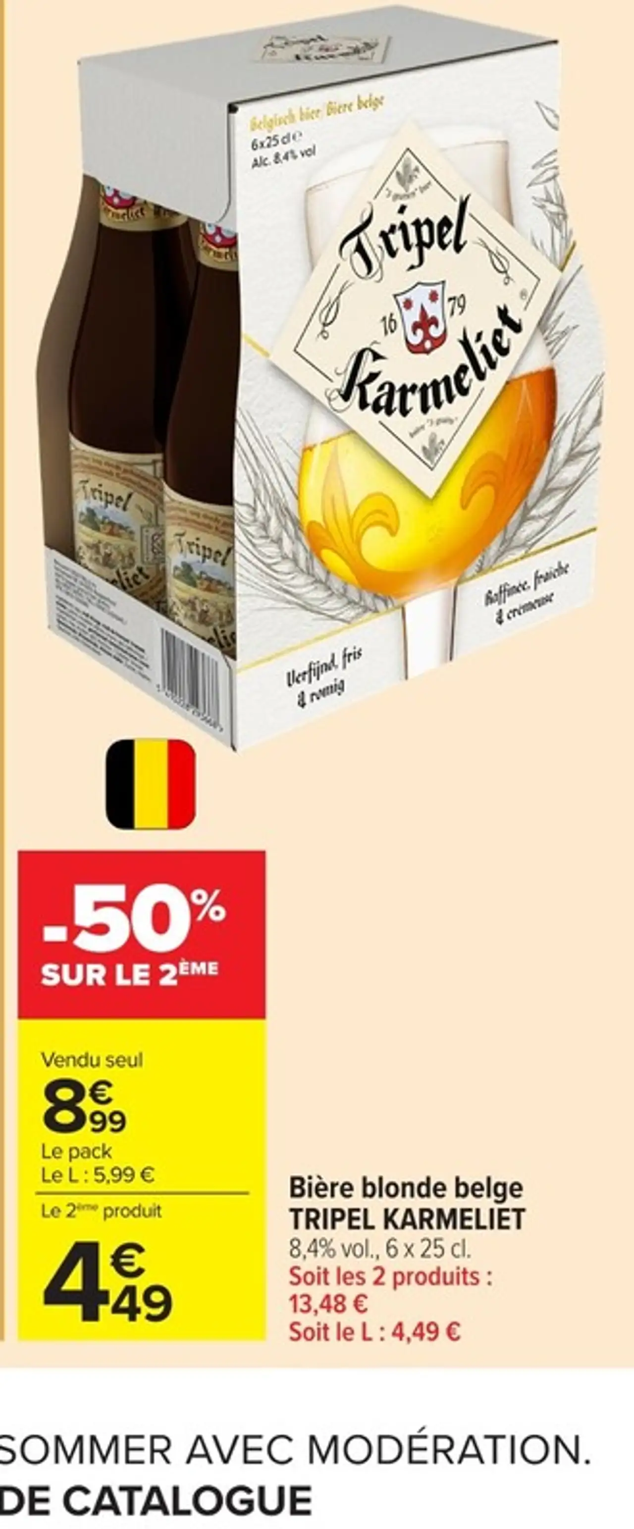 Bière blonde belge TRIPEL KARMELIET 8,4% vol., 6 x 25 cl.