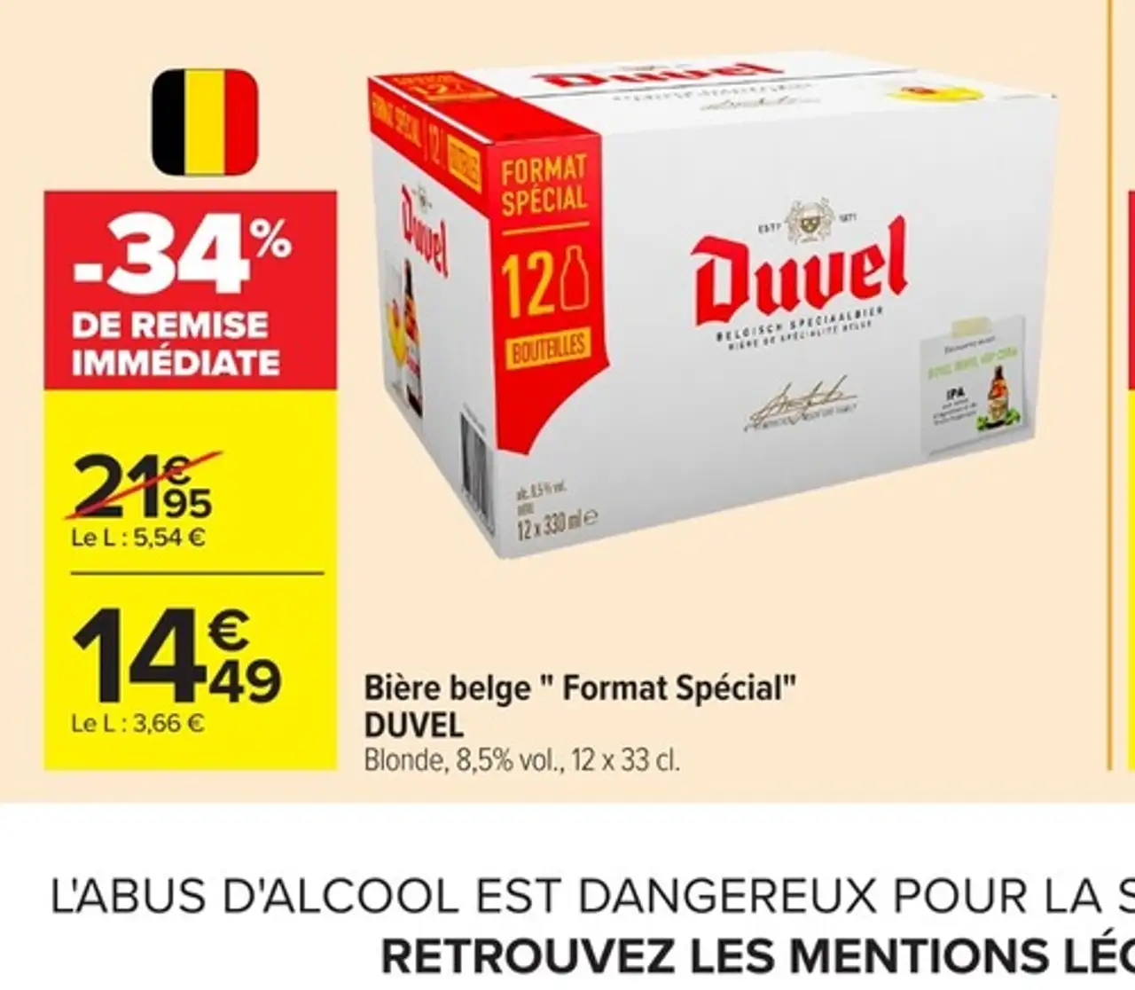 Bière belge " Format Spécial" DUVEL