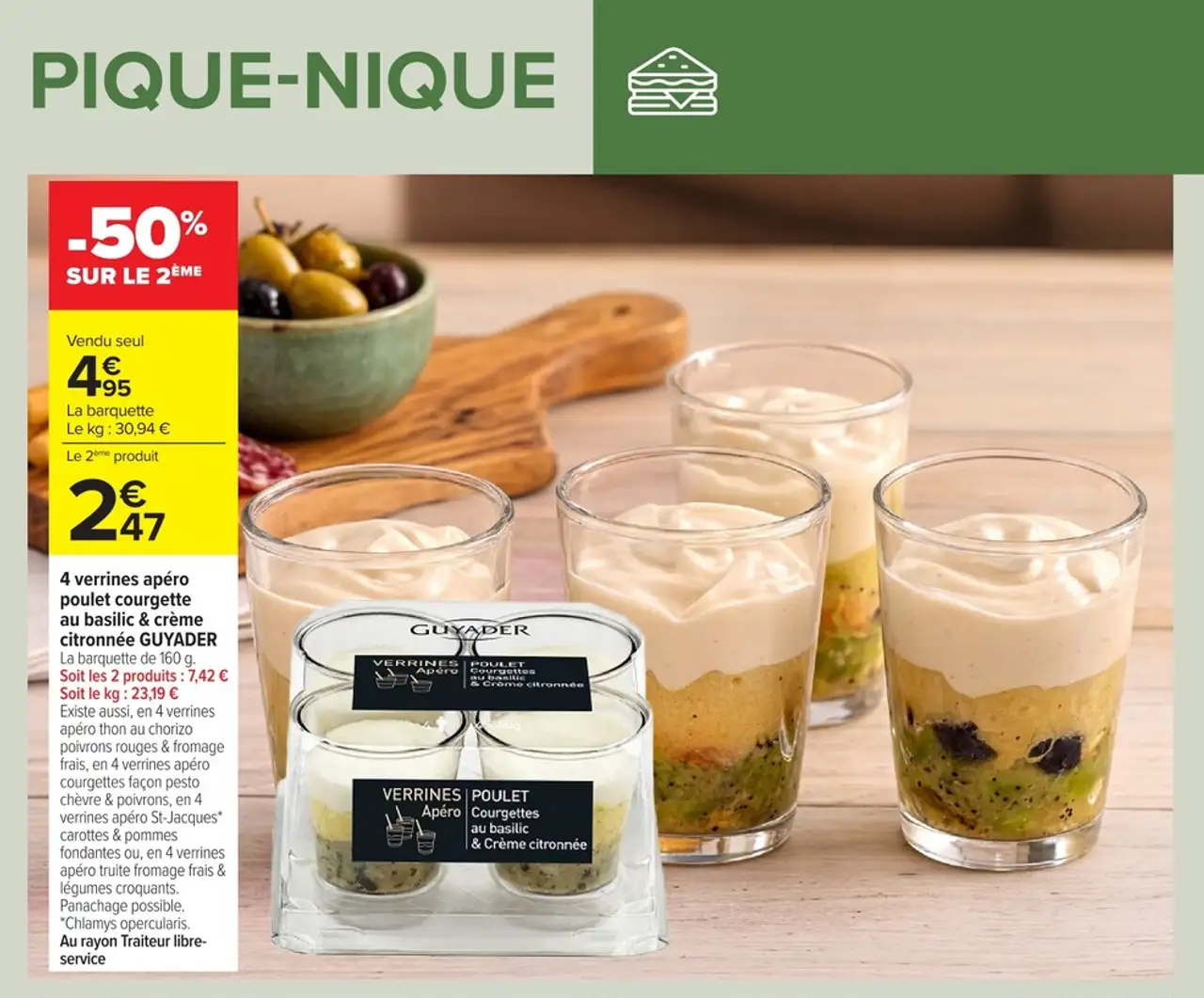 4 verrines apéro poulet courgette au basilic & crème citronnée GUYADER