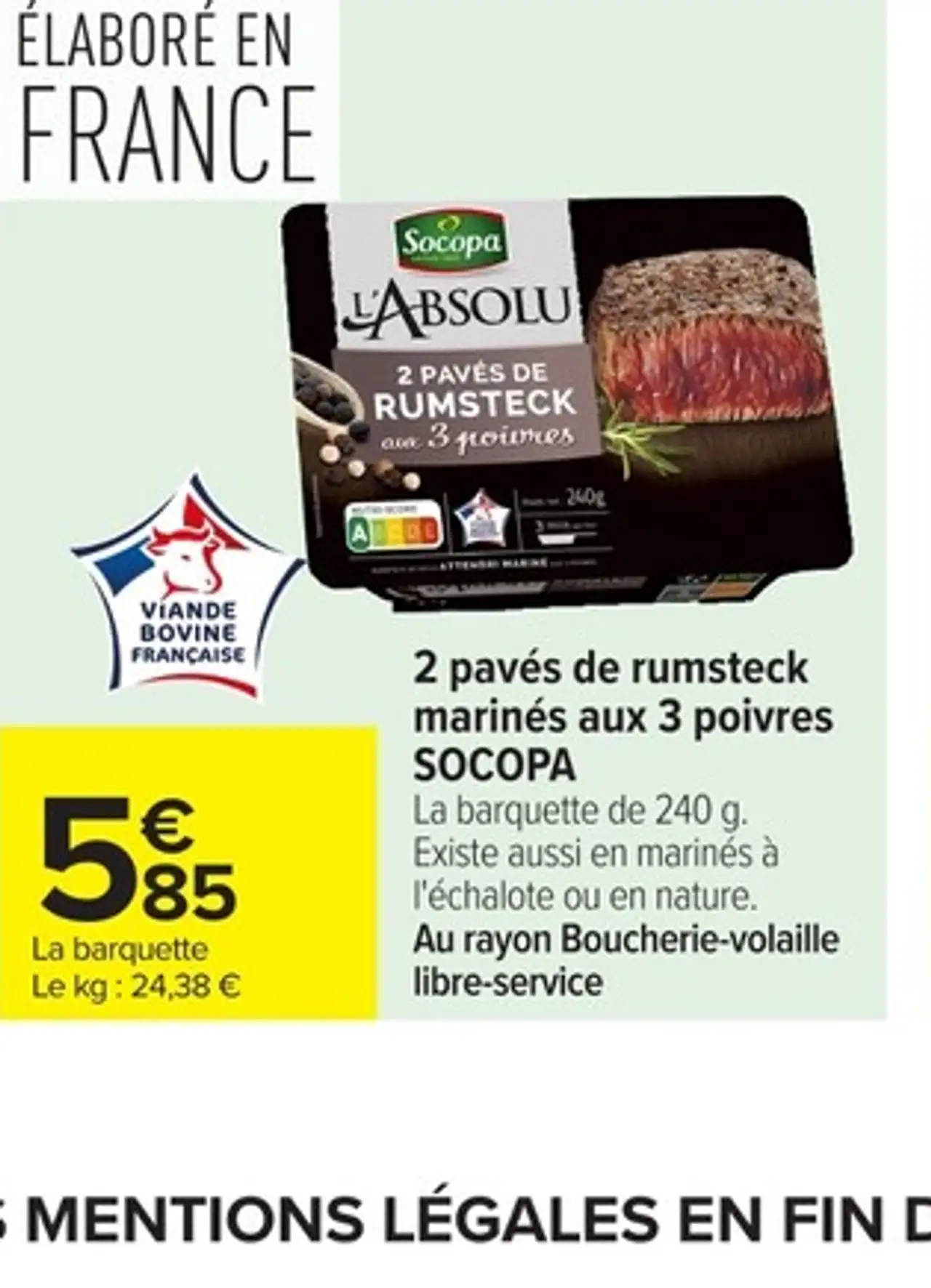 2 pavés de rumsteck marinés aux 3 poivres SOCOPA