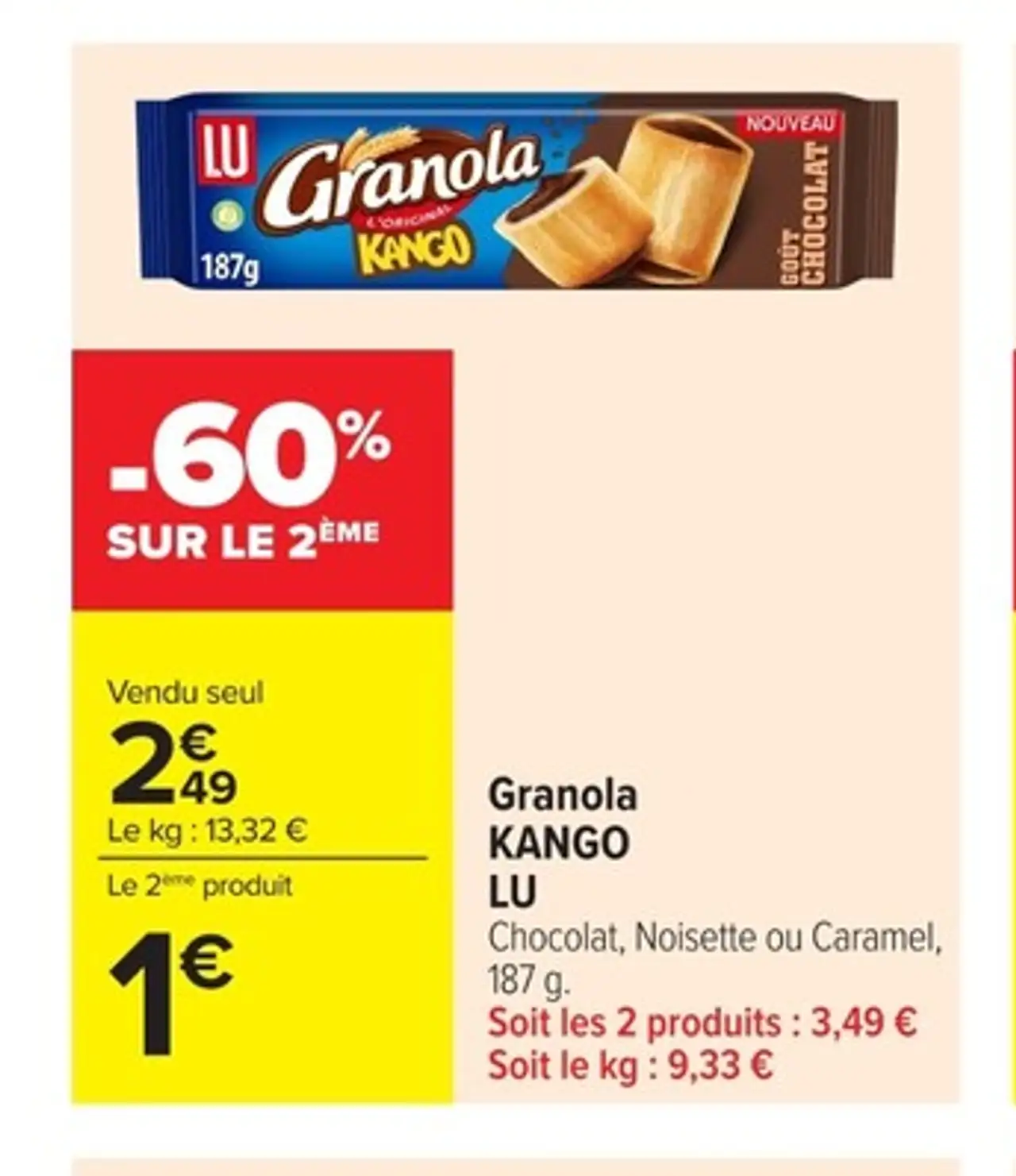 Granola KANGO LU Chocolat, Noisette ou Caramel