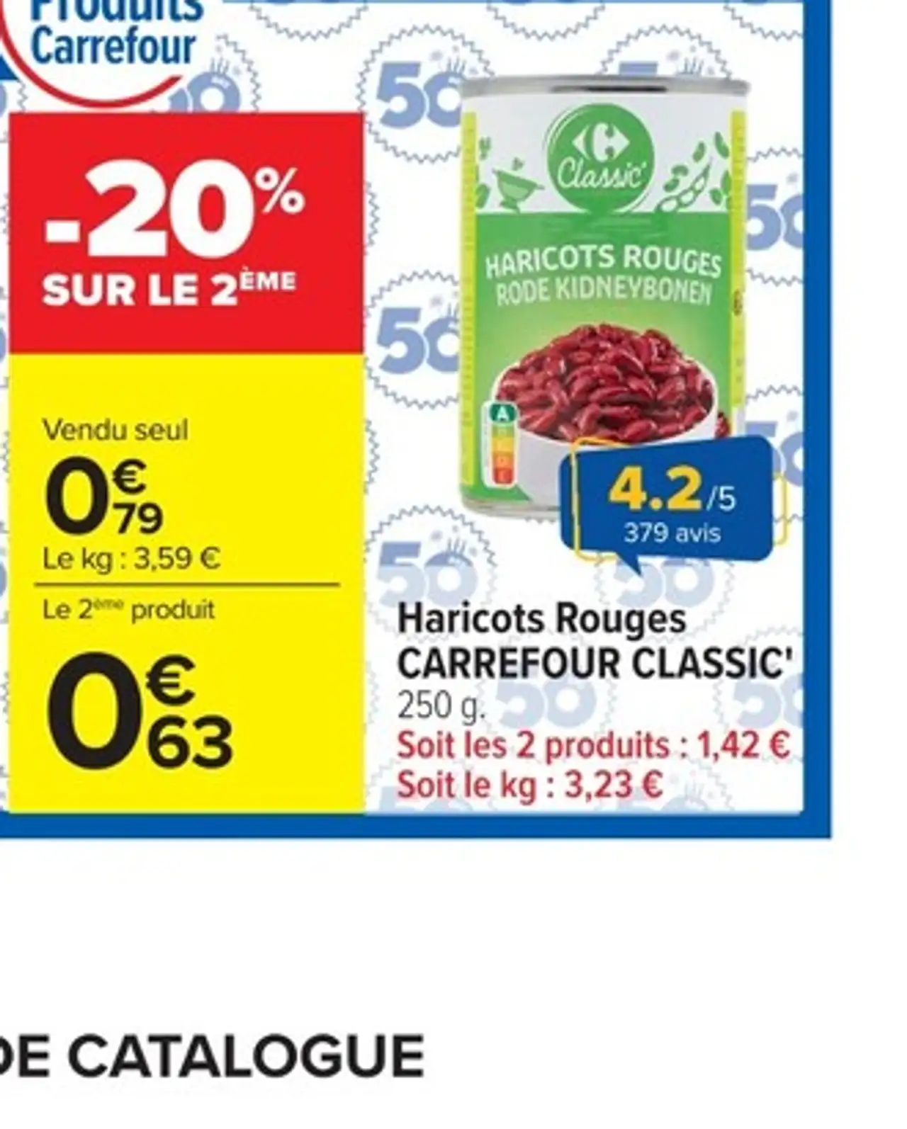 Haricots Rouges CARREFOUR CLASSIC' 250 g.