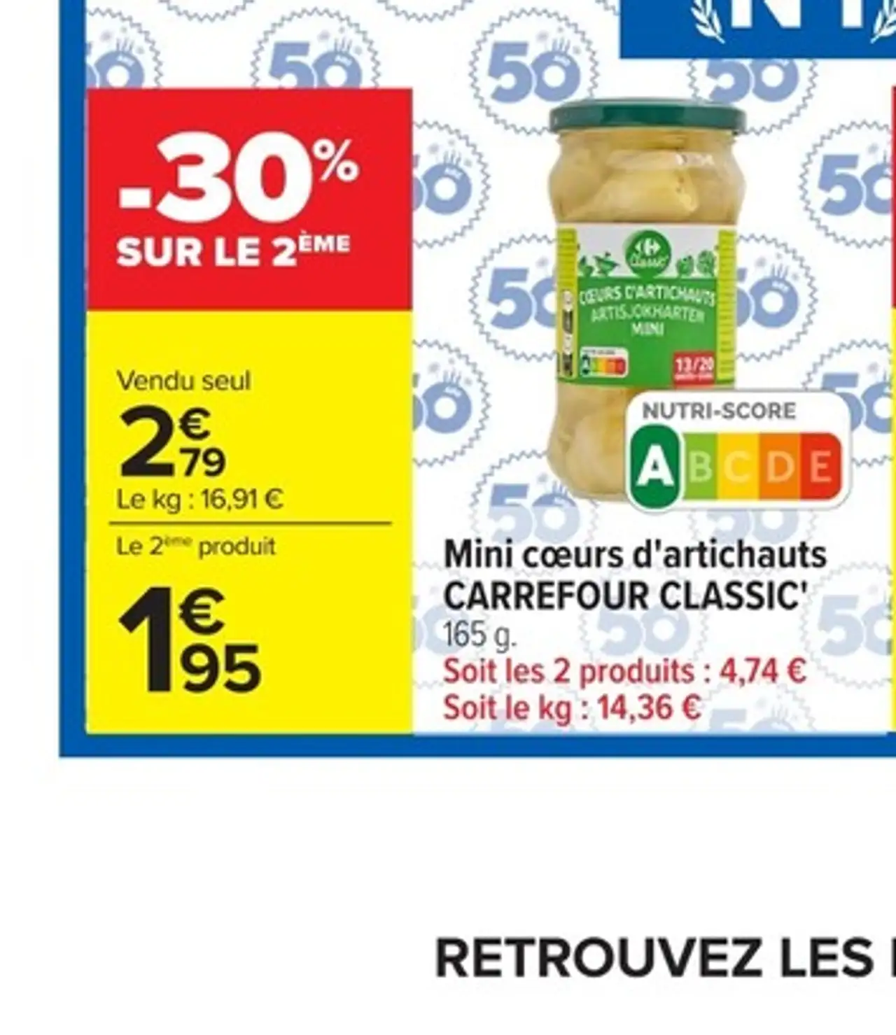 Mini cœurs d'artichauts CARREFOUR CLASSIC' 165 g.