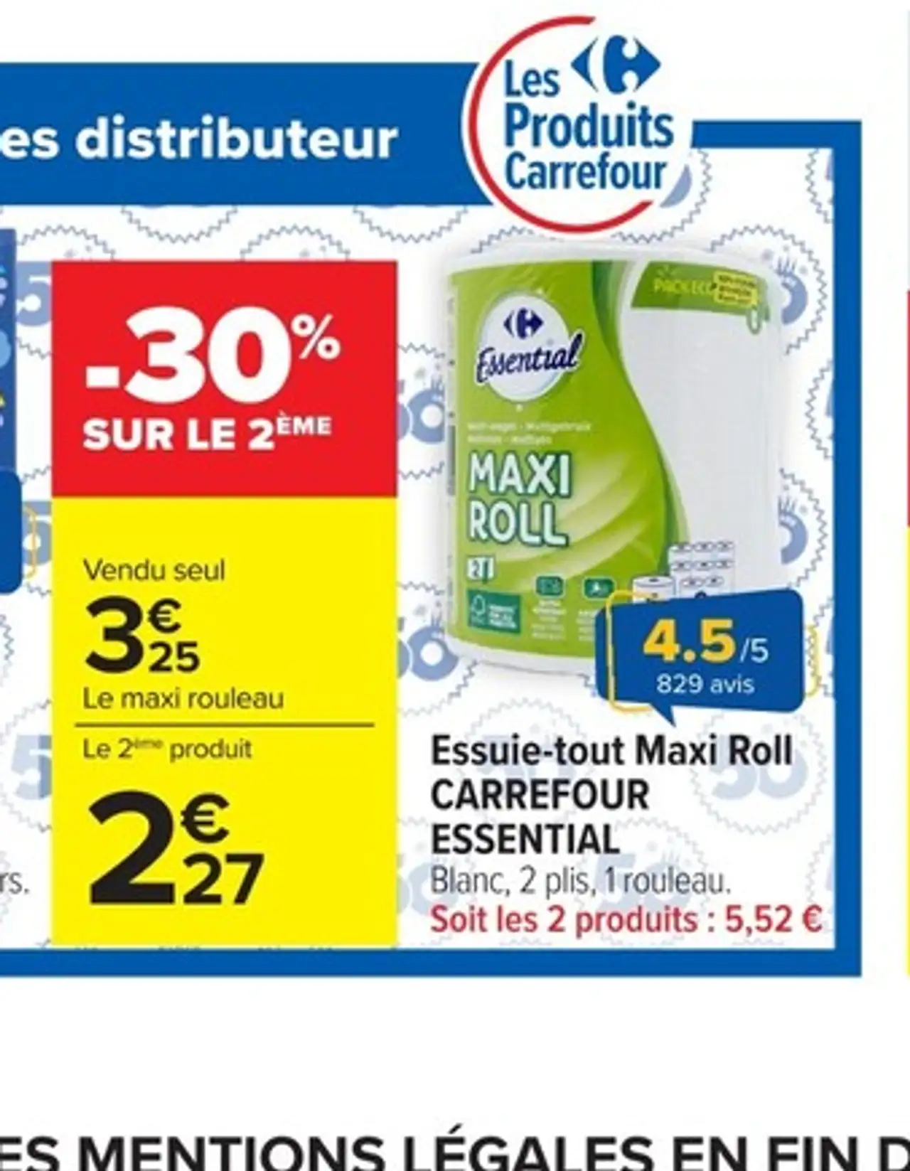 Essuie-tout Maxi Roll CARREFOUR ESSENTIAL
