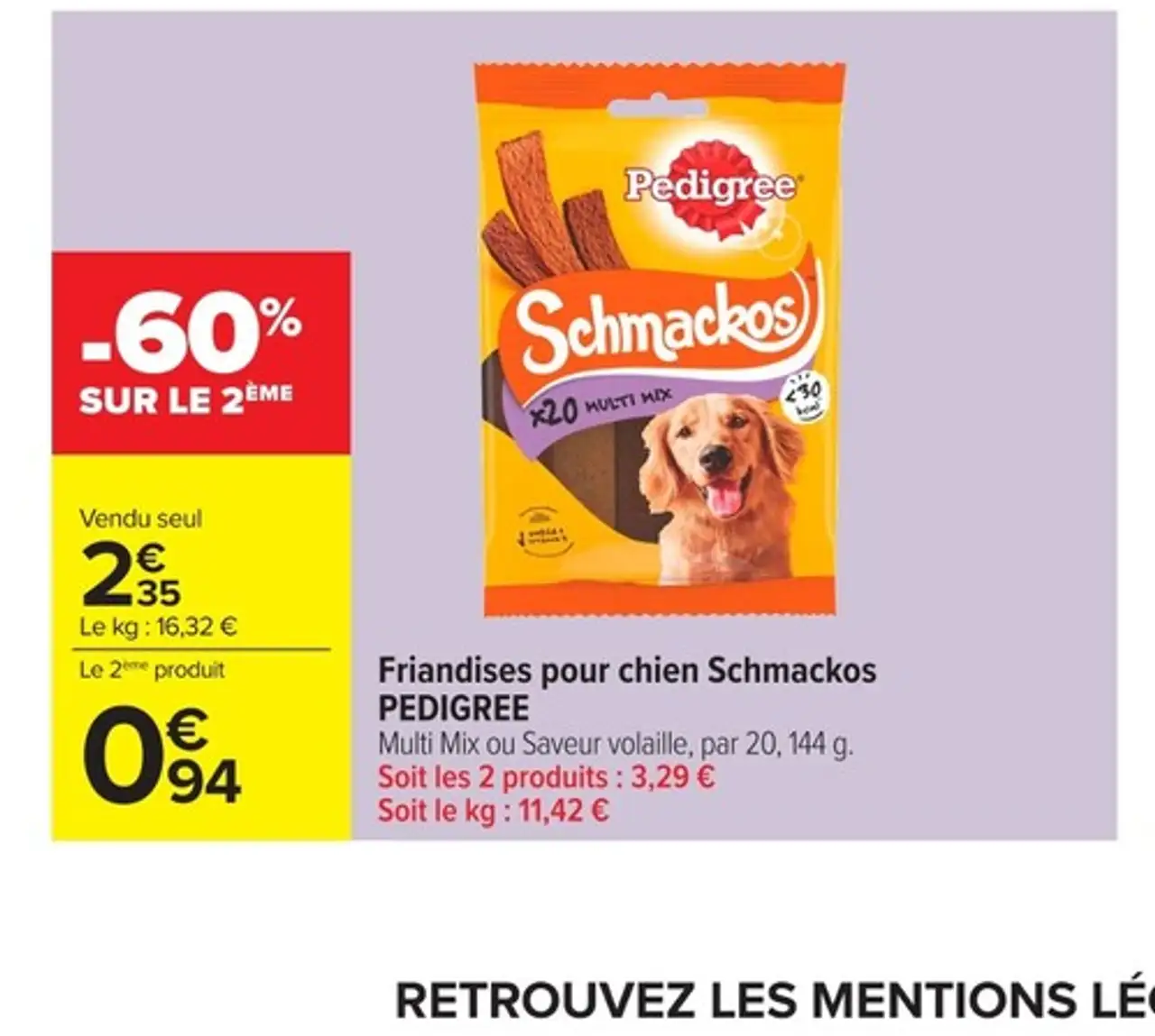 Friandises pour chien Schmackos PEDIGREE Multi Mix ou Saveur volaille