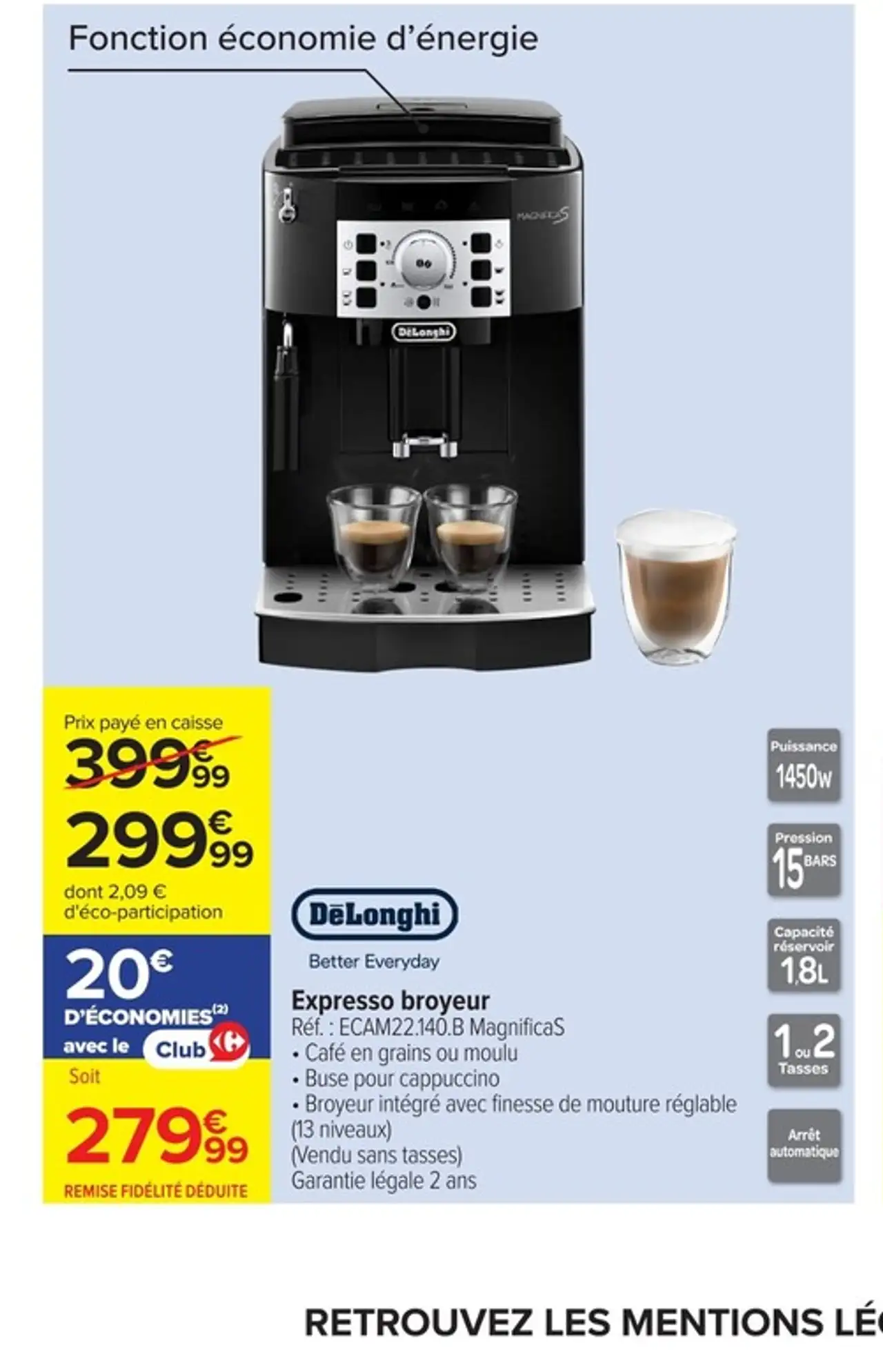 Expresso broyeur DeLonghi MagnificaS
