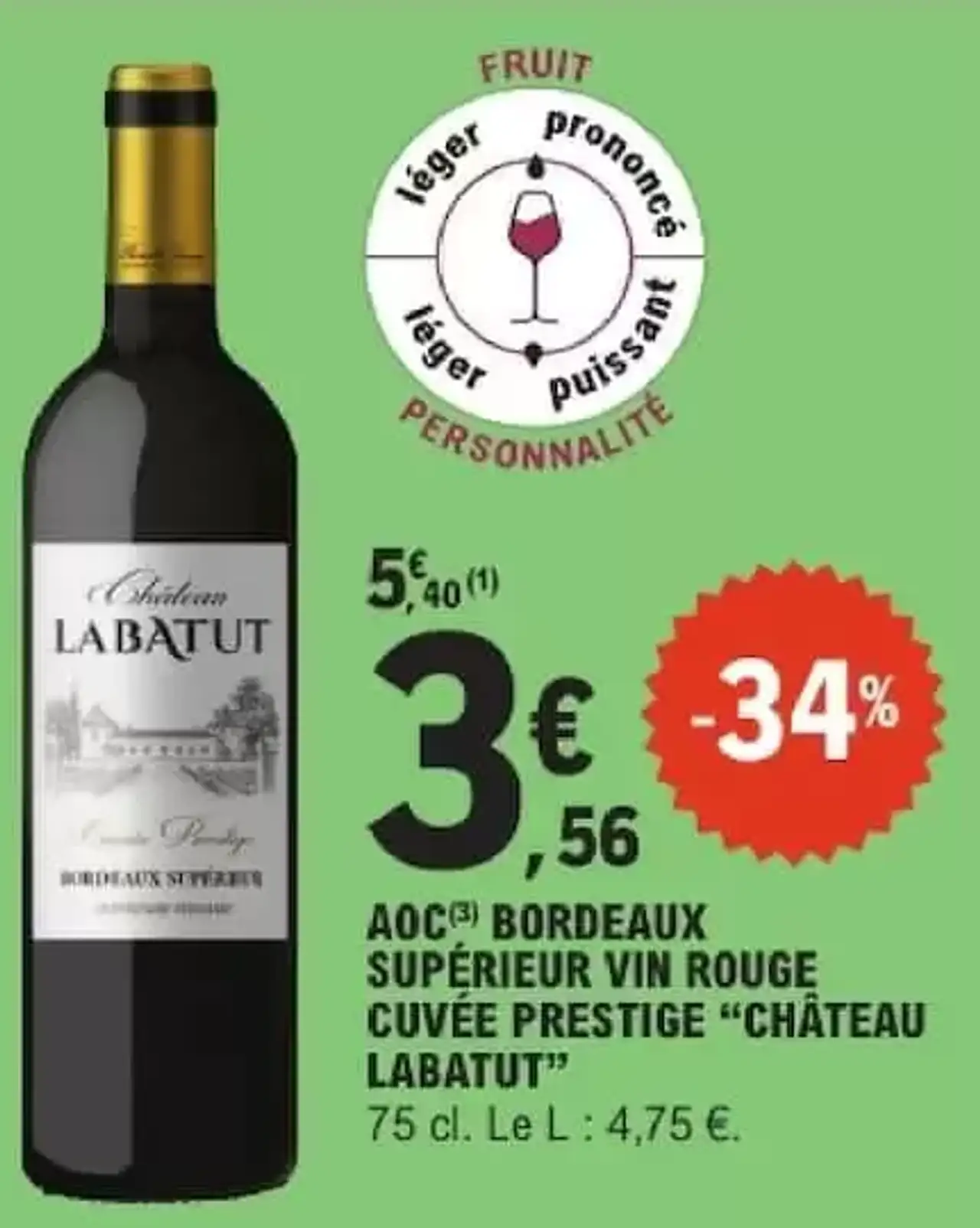 AOC BORDEAUX SUPÉRIEUR VIN ROUGE CUVÉE PRESTIGE "CHÂTEAU LABATUT"