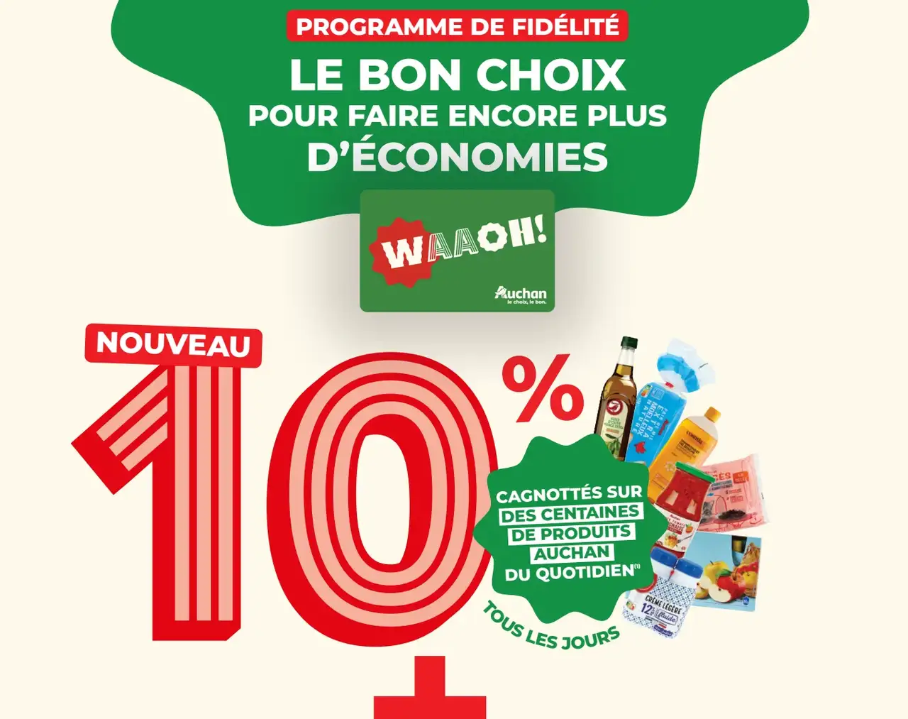 10% cagnottés sur des centaines de produits Auchan du quotidien