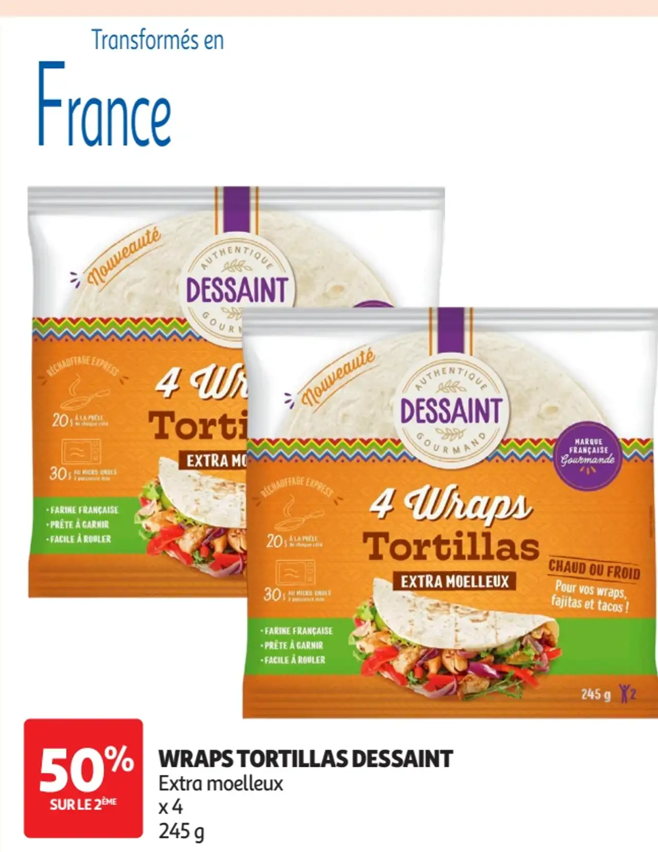 Wraps Tortillas Dessaint Extra moelleux