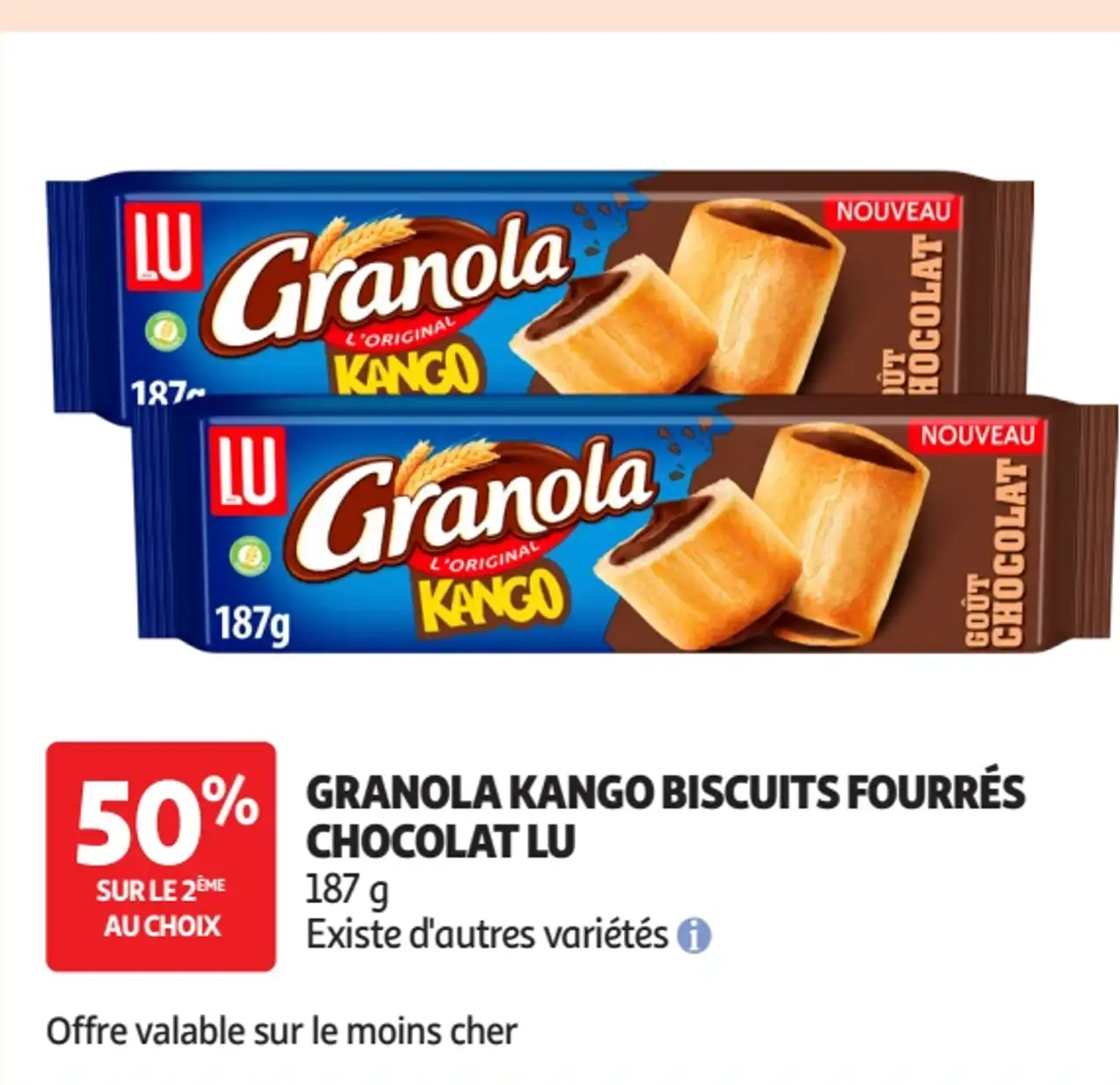 Granola Kango Biscuits fourrés chocolat LU