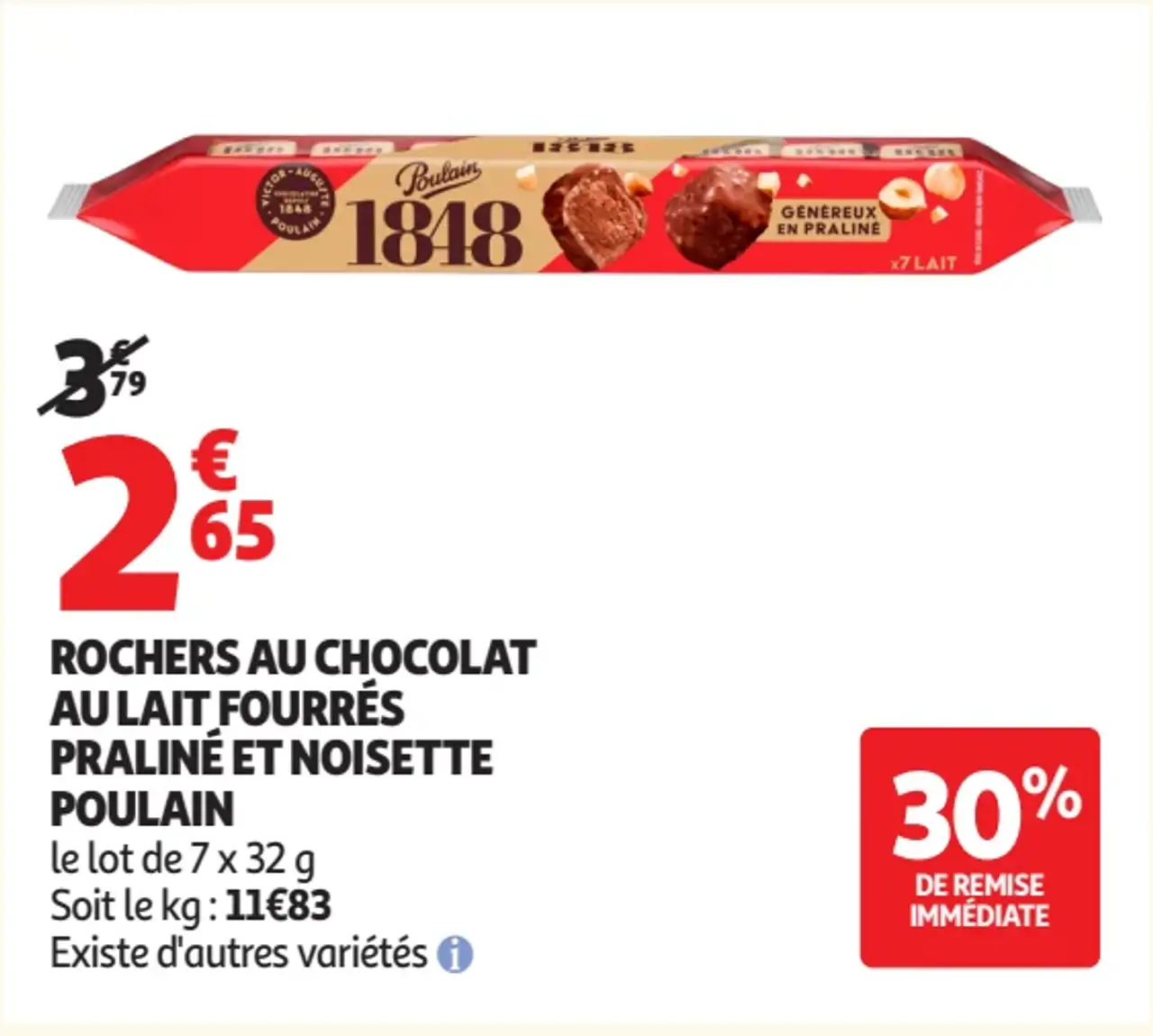 ROCHERS AU CHOCOLAT AU LAIT FOURRÉS PRALINÉ ET NOISETTE POULAIN