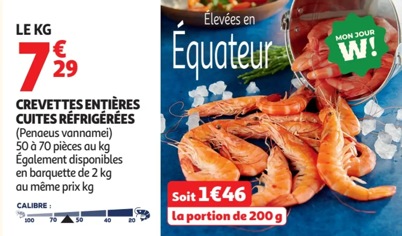 Crevettes entières cuites réfrigérées