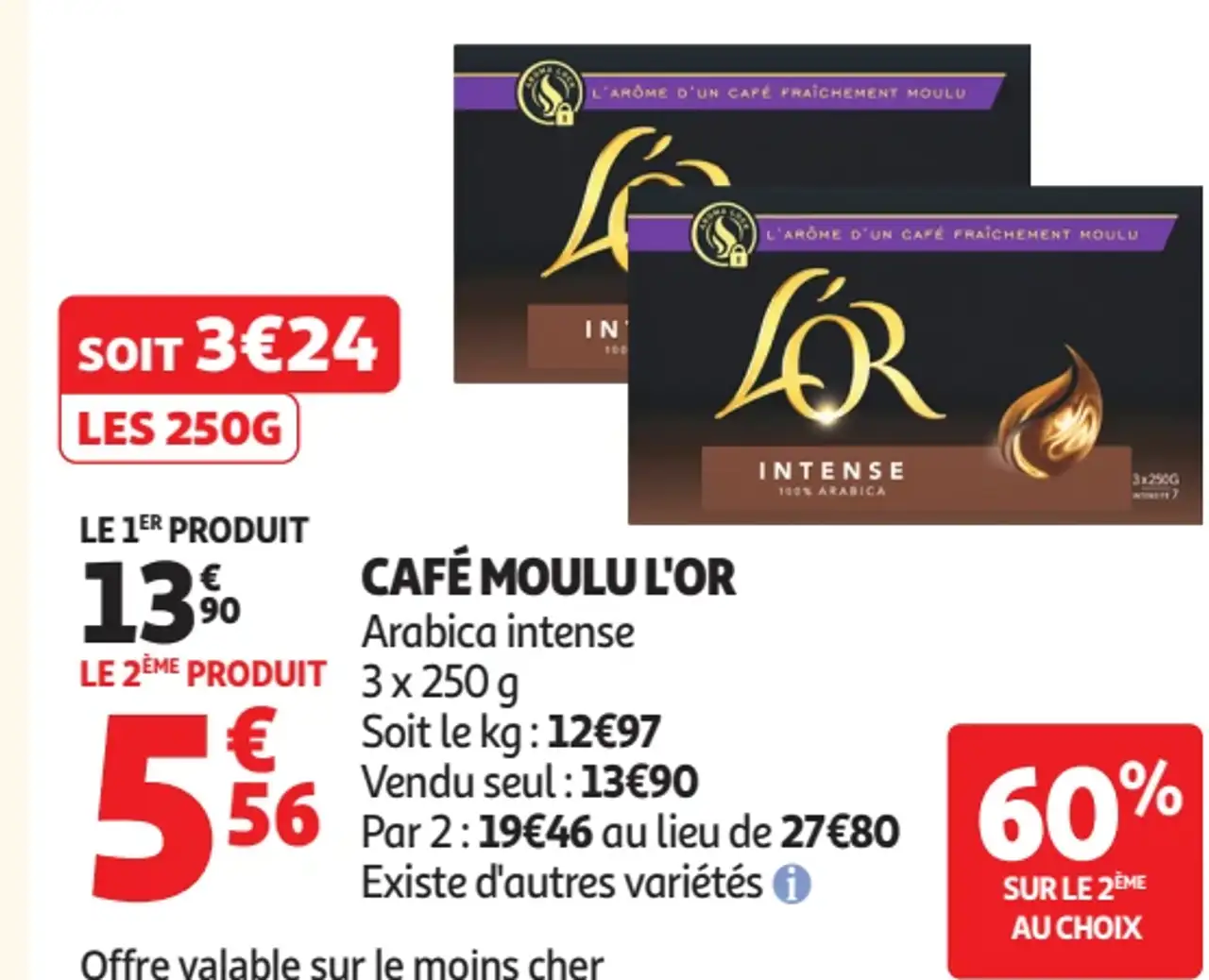 L'Or Café moulu arabica intense