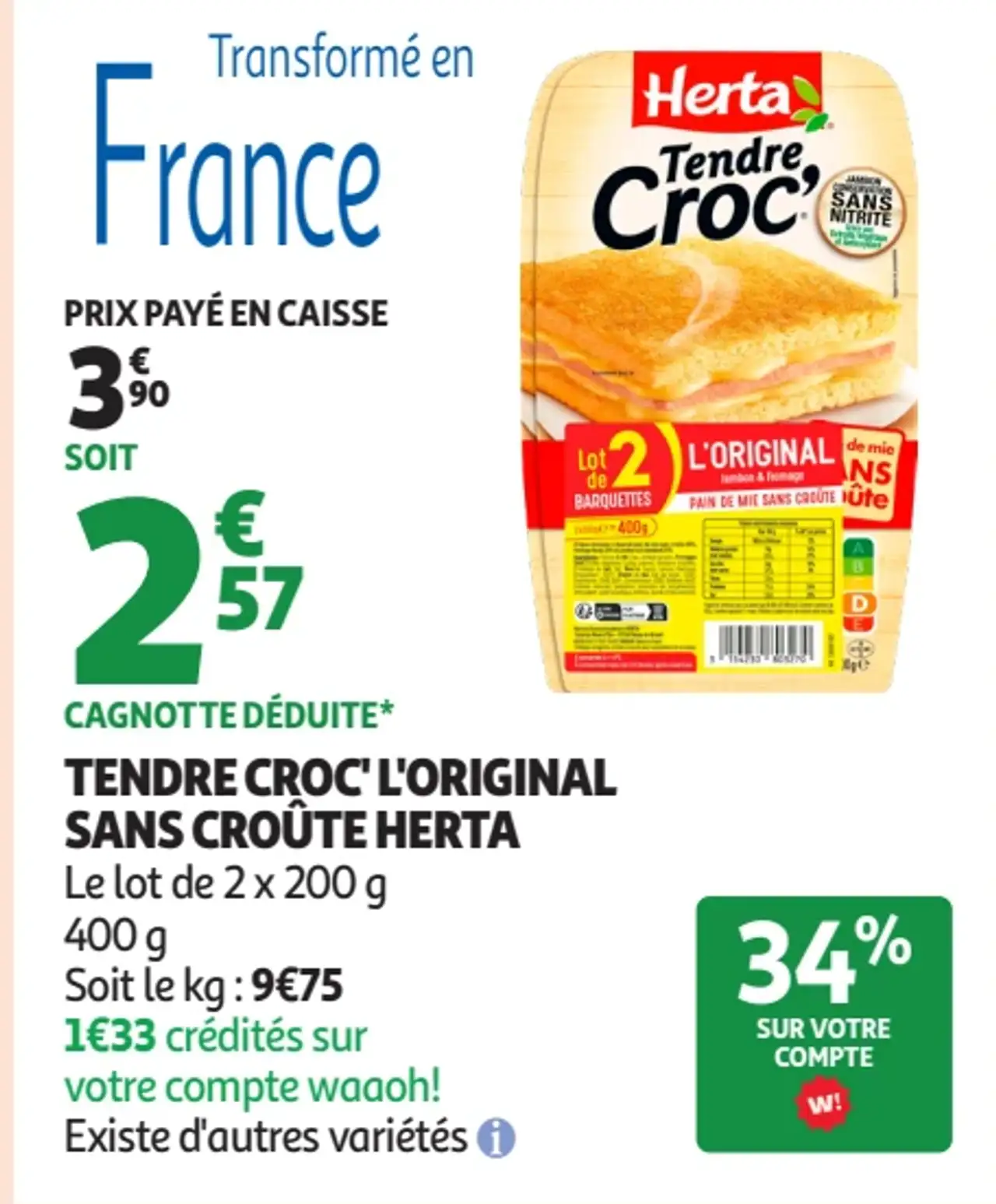 Tendre Croc' l'Original sans croûte Herta