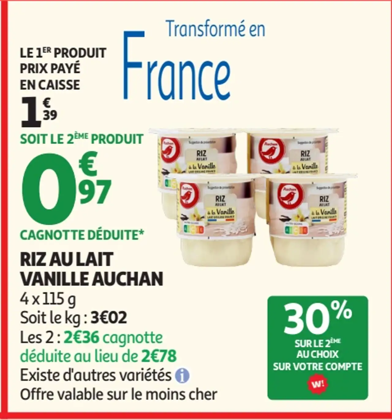 RIZ AU LAIT VANILLE AUCHAN