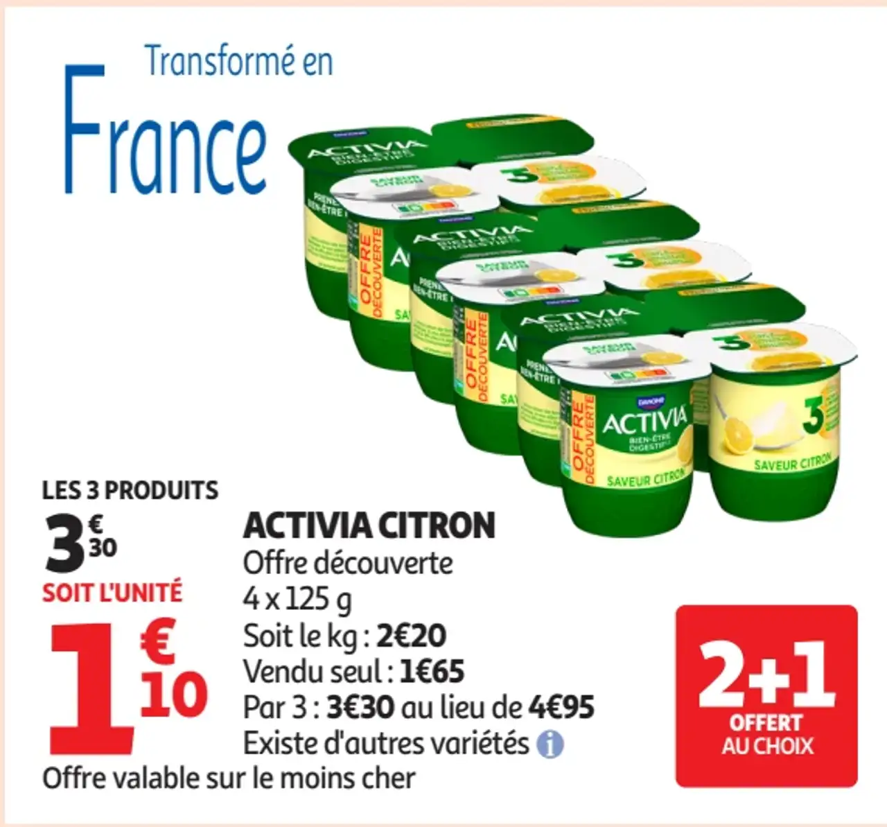 ACTIVIA CITRON Offre découverte