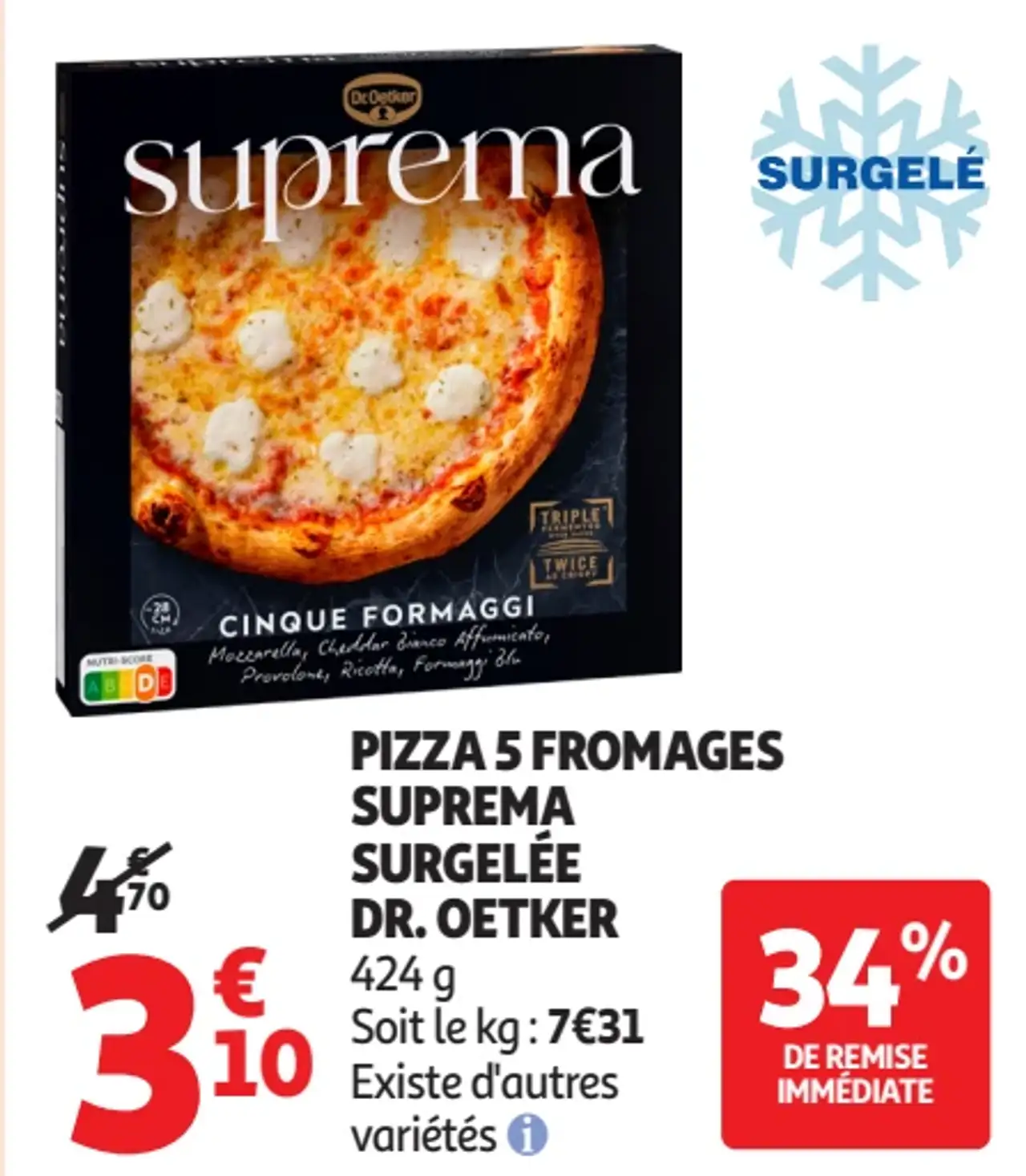Pizza 5 Fromages Suprema Surgelée Dr. Oetker