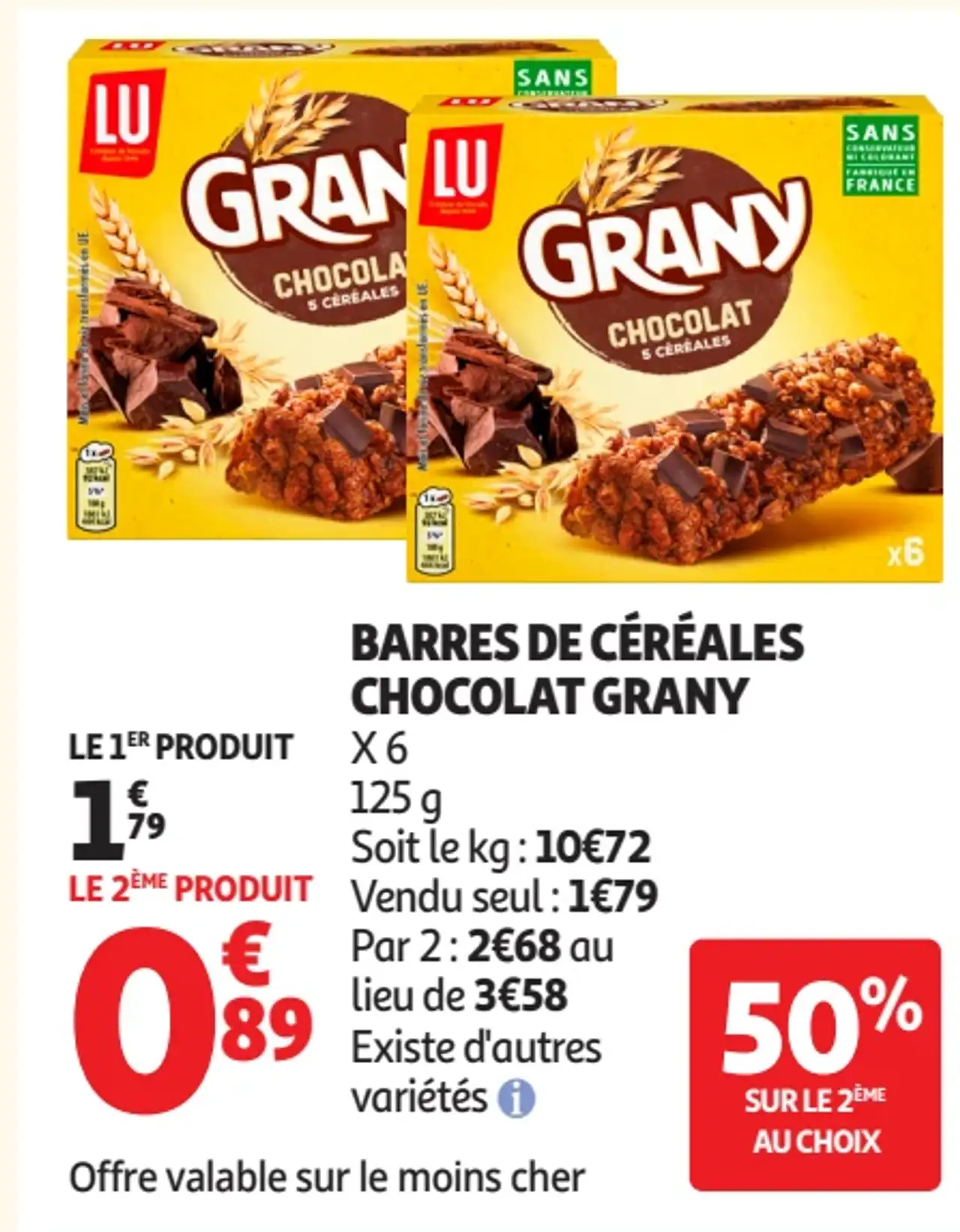 Barres de céréales chocolat Grany
