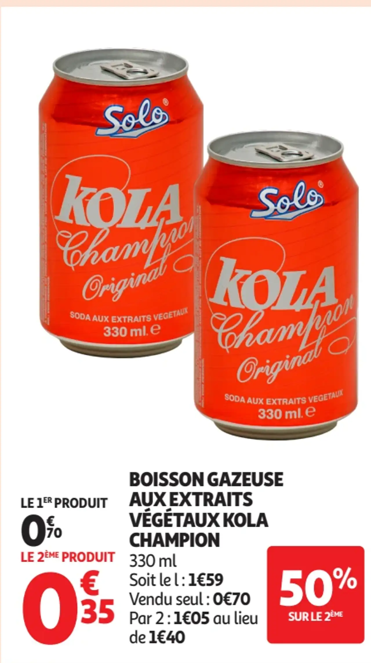 Boisson Gazeuse aux extraits végétaux Kola Champion Solo