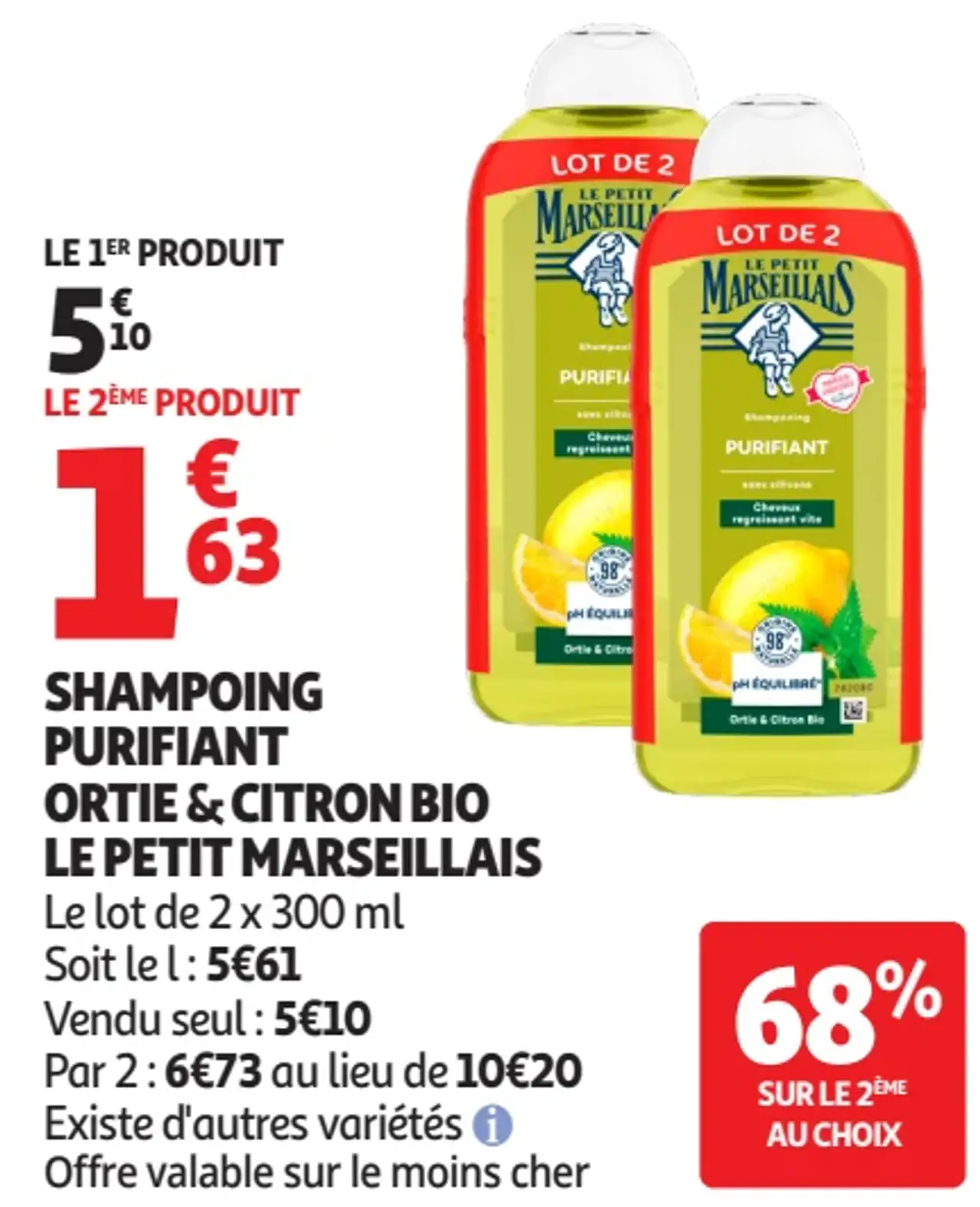 Le Petit Marseillais Shampoing Purifiant Ortie & Citron Bio