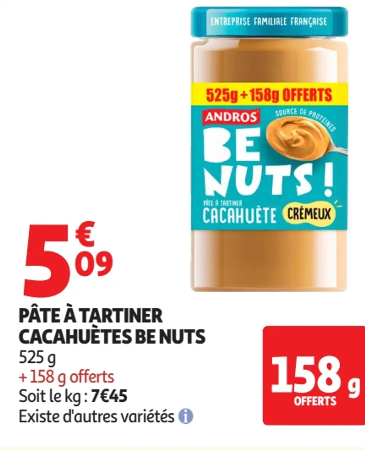 PÂTE À TARTINER CACAHUÈTES BE NUTS ANDROS