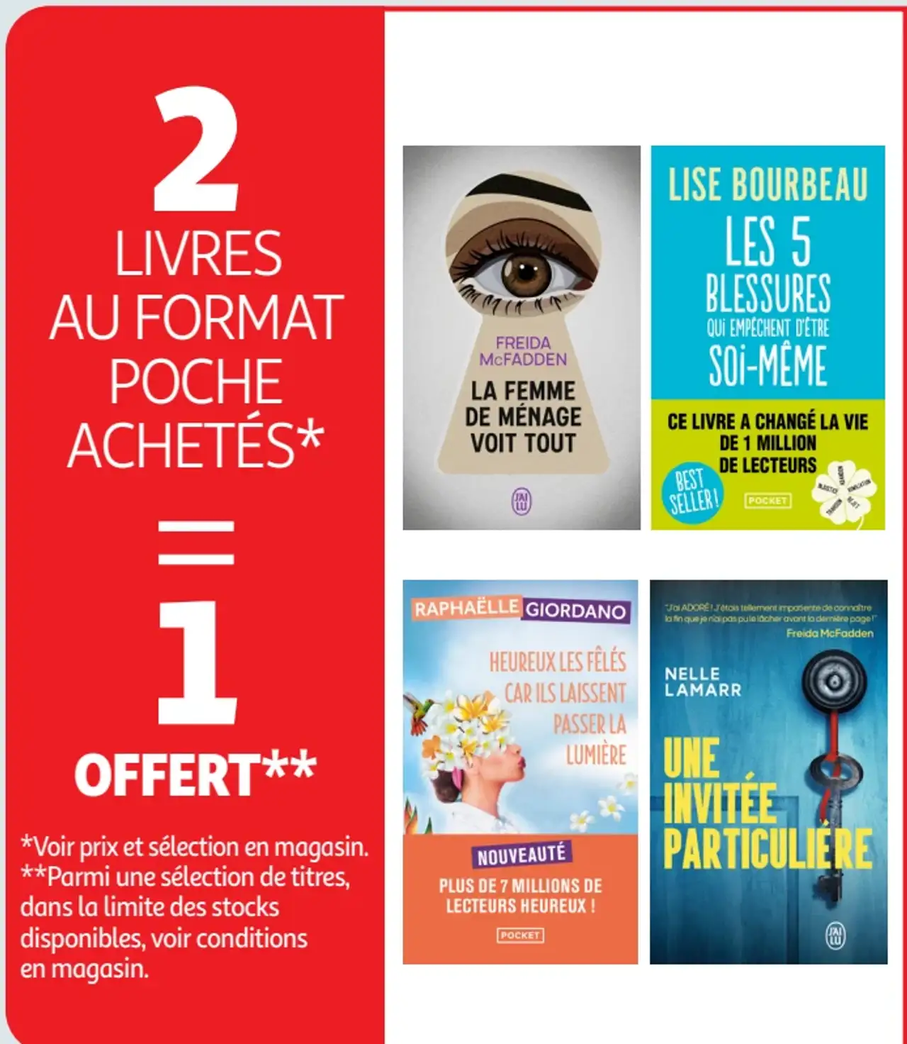 2 livres au format poche achetés = 1 offert