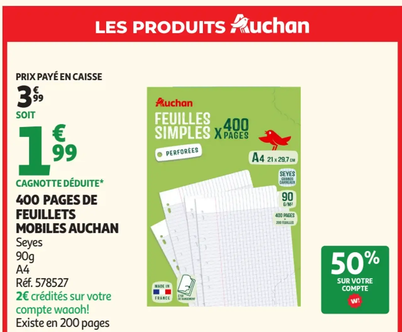 400 PAGES DE FEUILLETS MOBILES AUCHAN