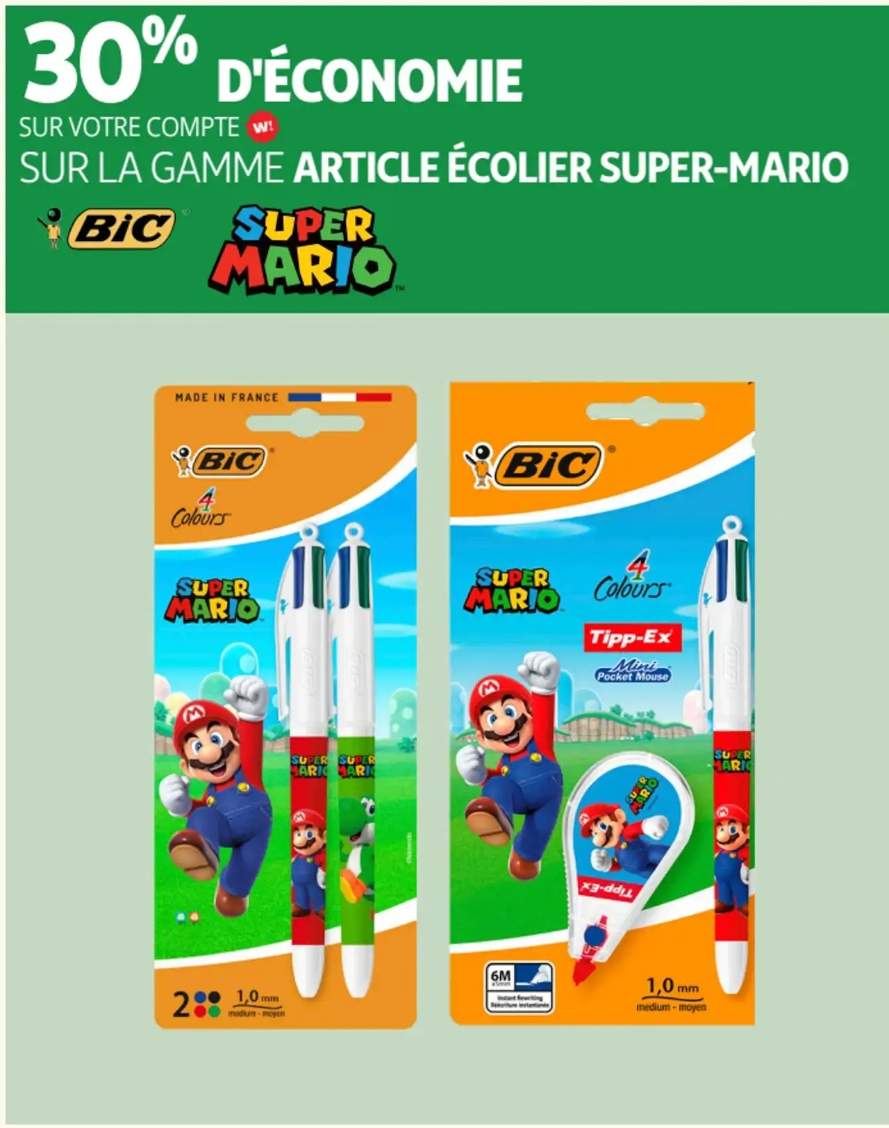 Gamme article écolier Super-Mario Bic