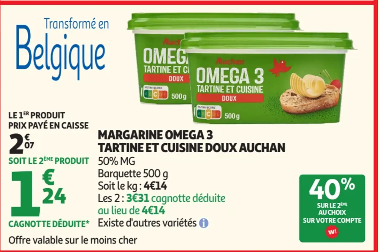 MARGARINE OMEGA 3 TARTINE ET CUISINE DOUX AUCHAN