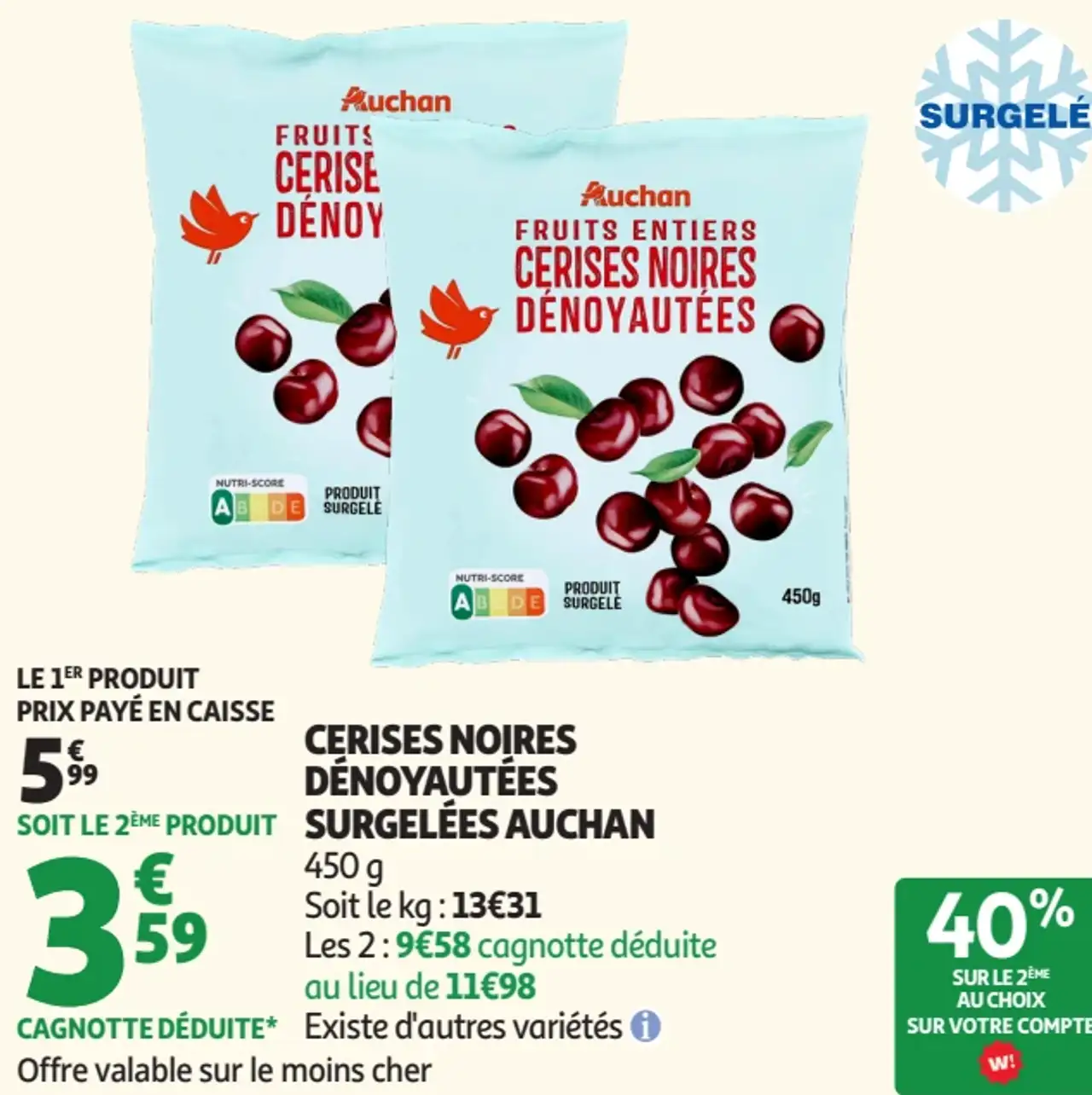 Cerises Noires Dénoyautées Surgelées Auchan