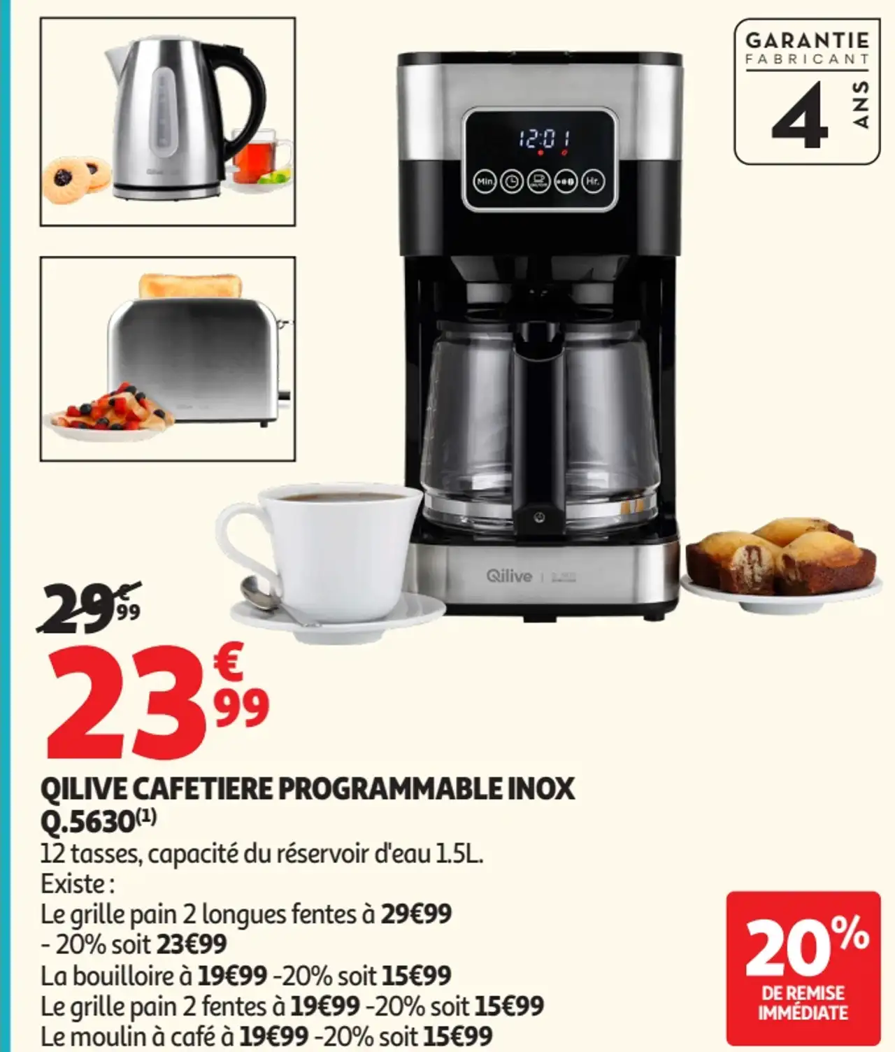 QILIVE CAFETIERE PROGRAMMABLE INOX Q.5630