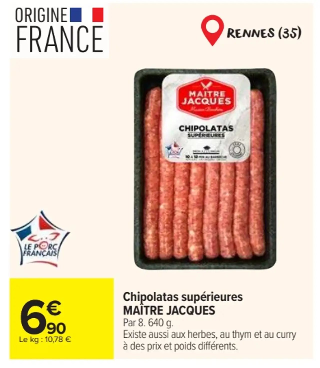 Chipolatas supérieures MAÎTRE JACQUES