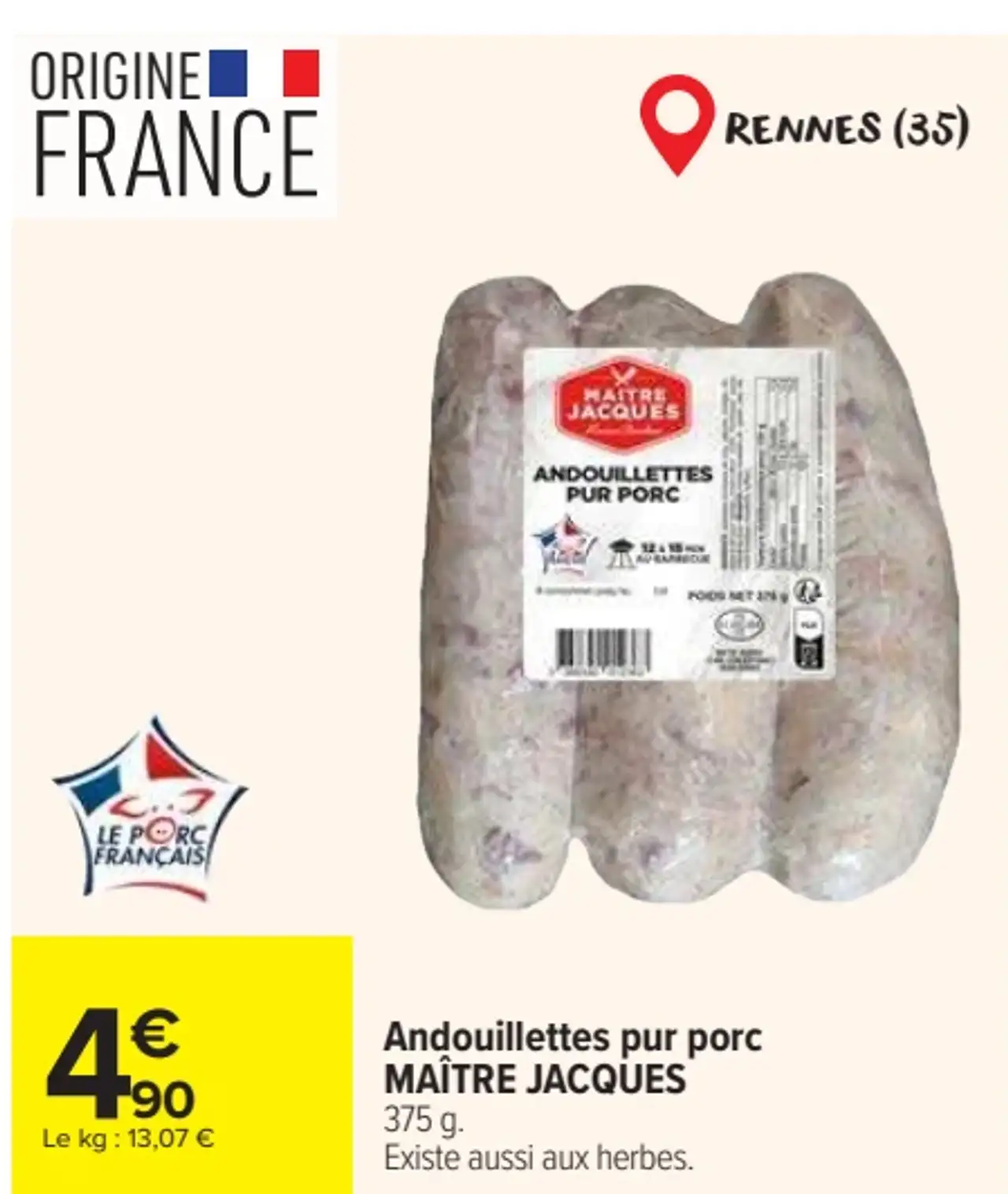 Andouillettes pur porc MAÎTRE JACQUES