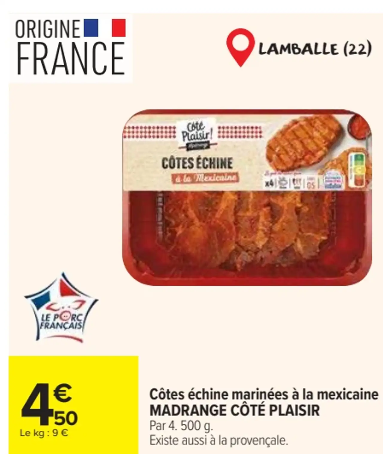 Côtes échine marinées à la mexicaine MADRANGE CÔTÉ PLAISIR