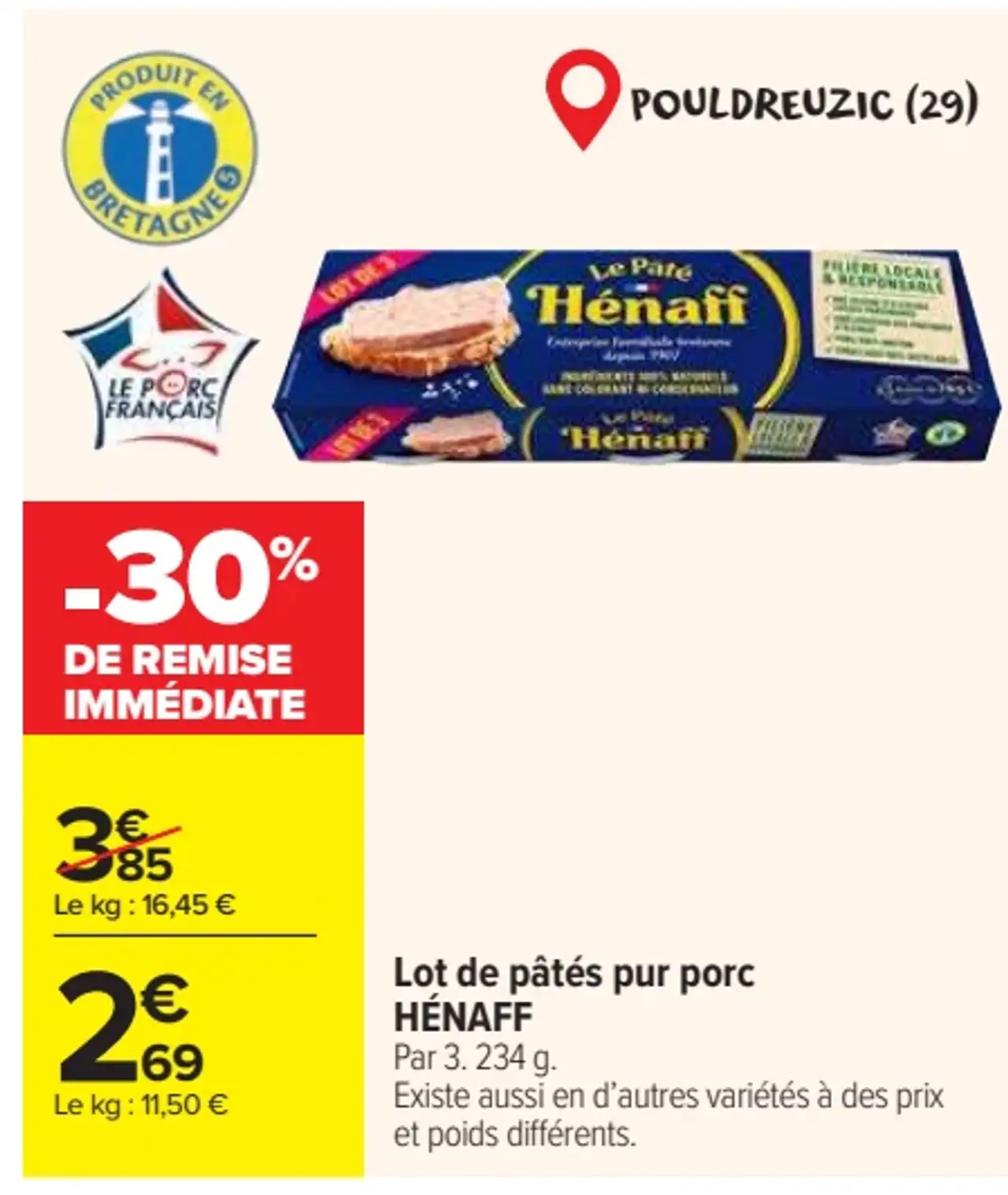 HÉNAFF Lot de pâtés pur porc