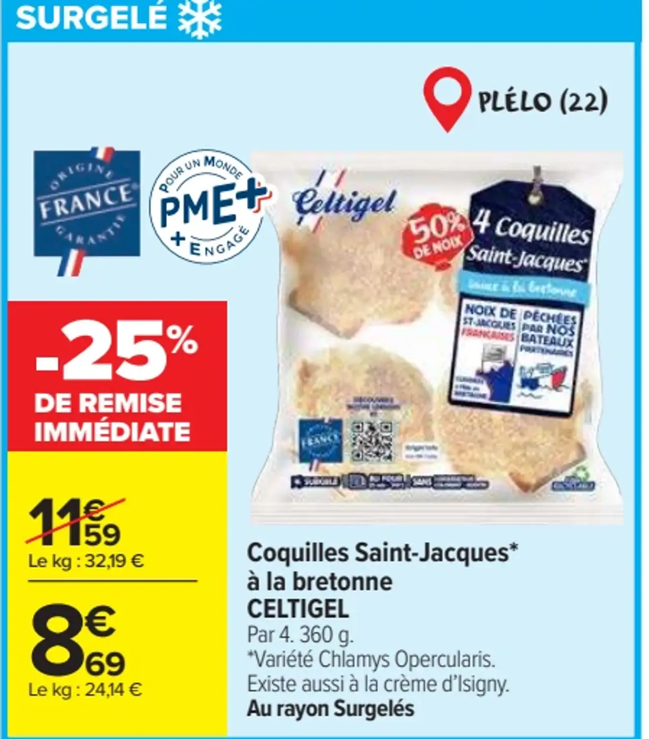 CELTIGEL Coquilles Saint-Jacques à la bretonne