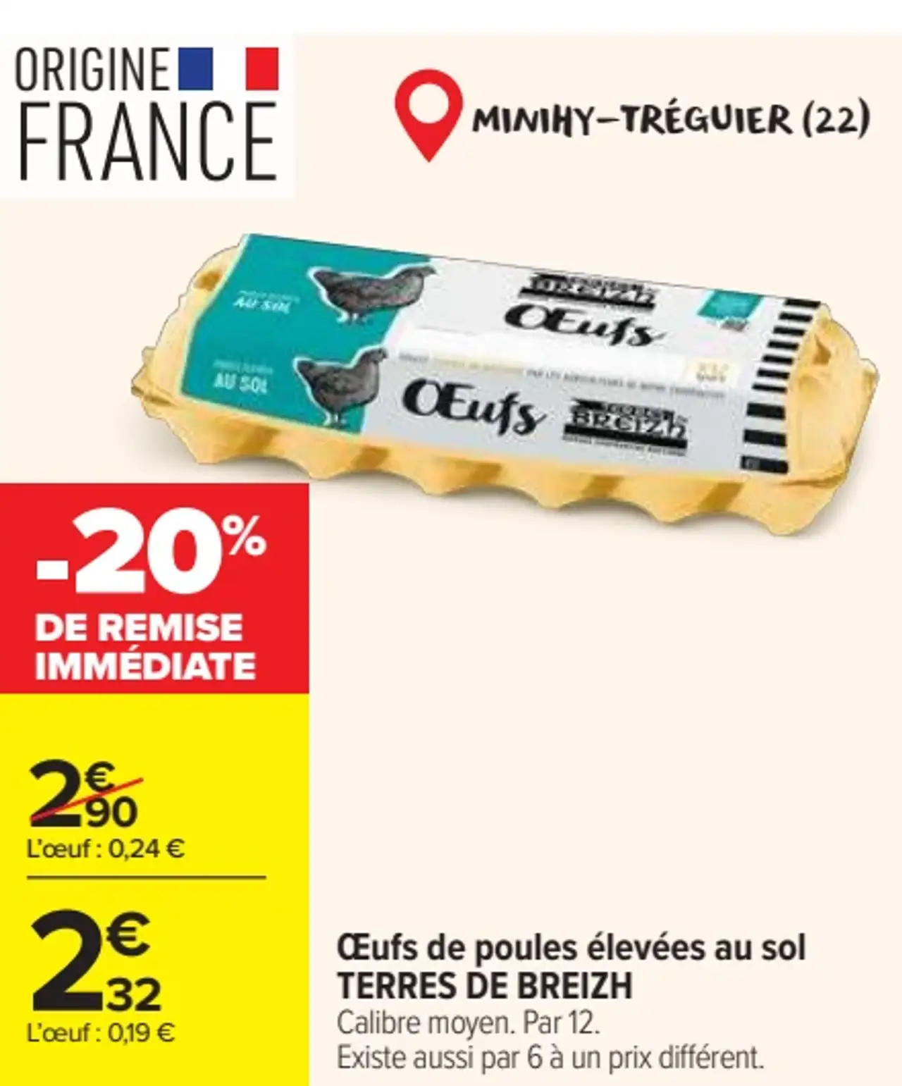Œufs de poules élevées au sol TERRES DE BREIZH