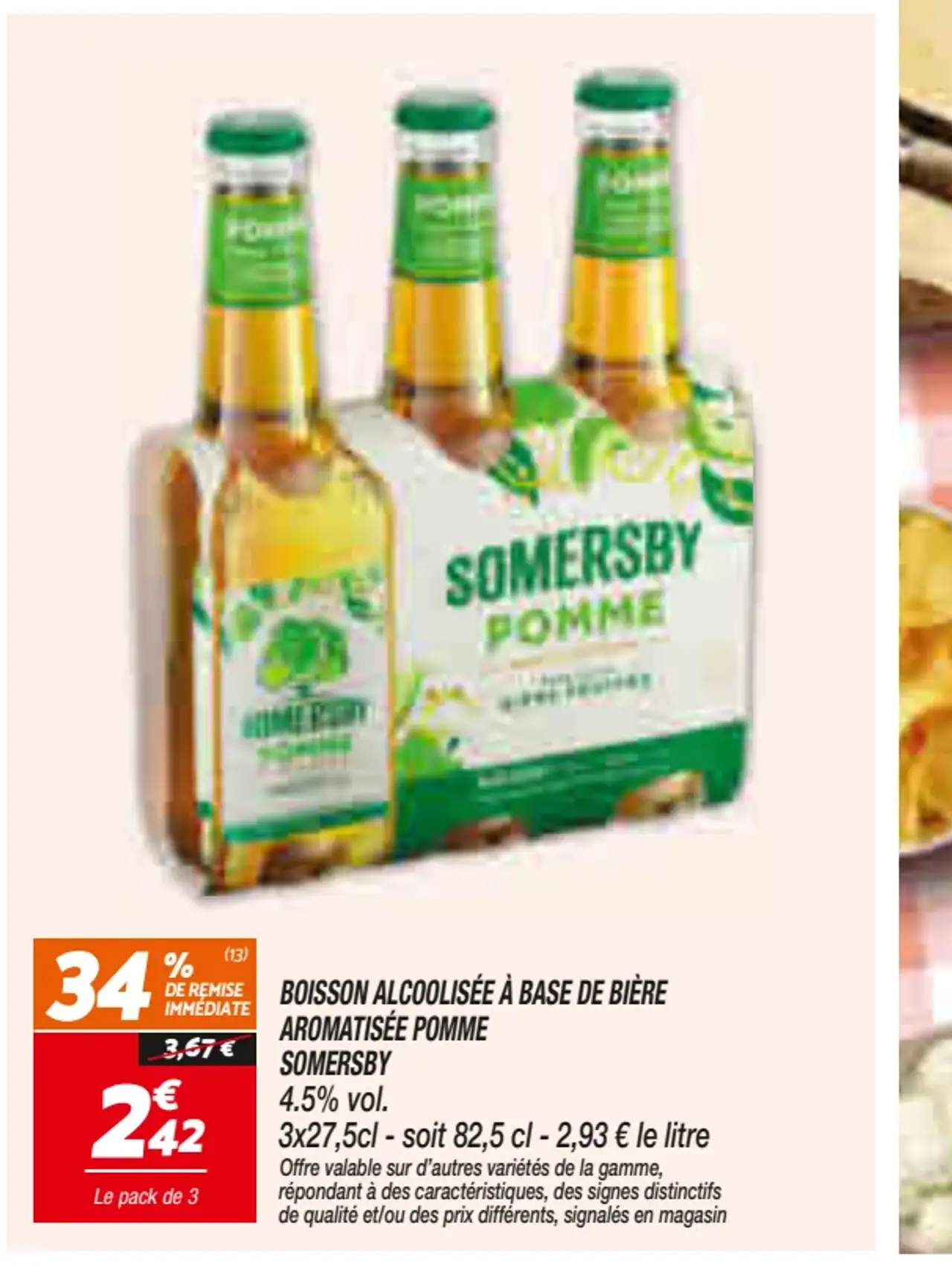 BOISSON ALCOOLISÉE À BASE DE BIÈRE AROMATISÉE POMME SOMERSBY