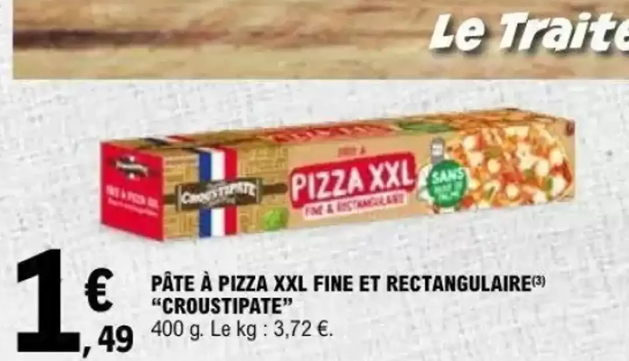 PÂTE À PIZZA XXL FINE ET RECTANGULAIRE "CROUSTIPATE"