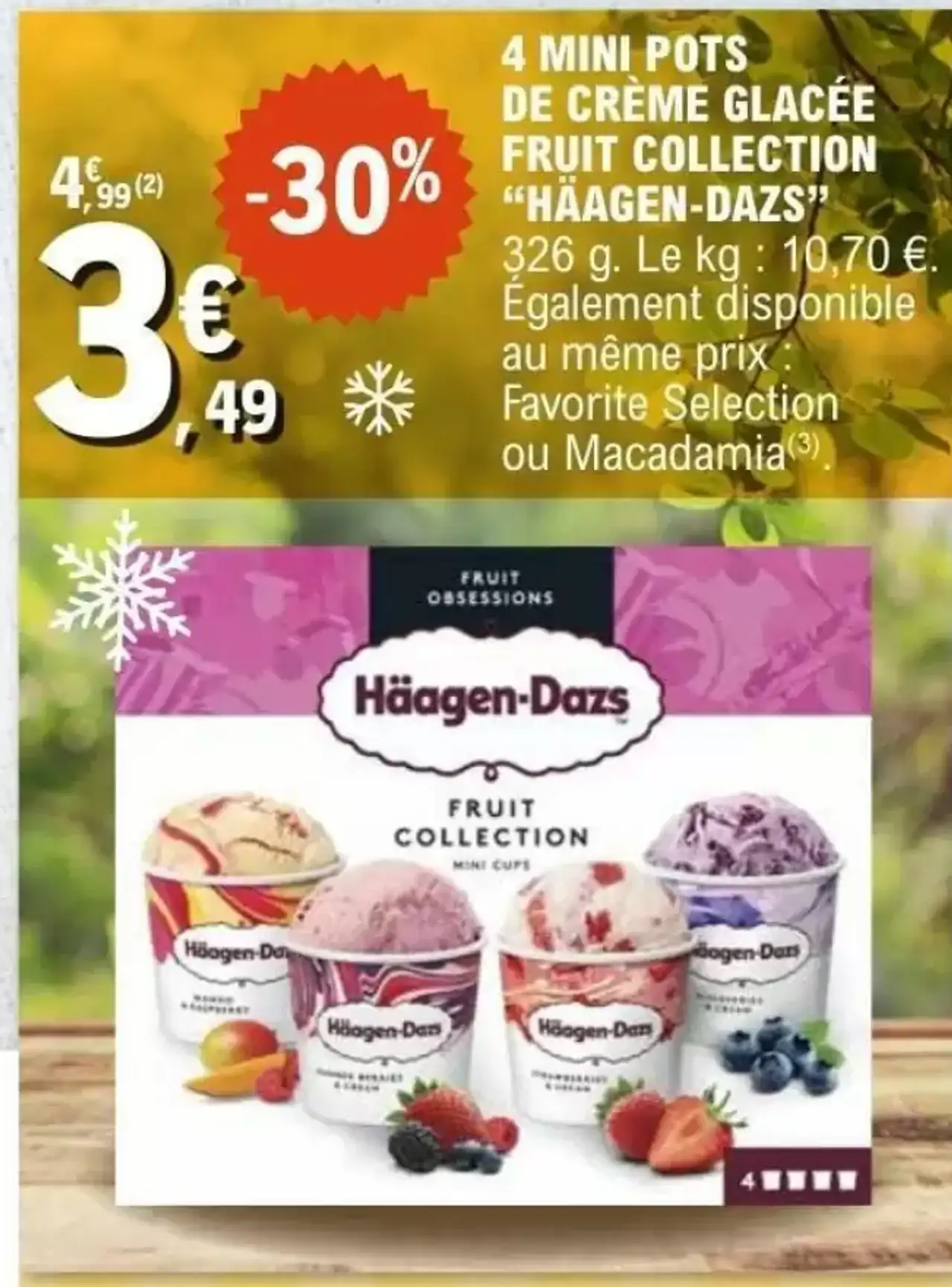 4 MINI POTS DE CRÈME GLACÉE FRUIT COLLECTION "HÄAGEN-DAZS"