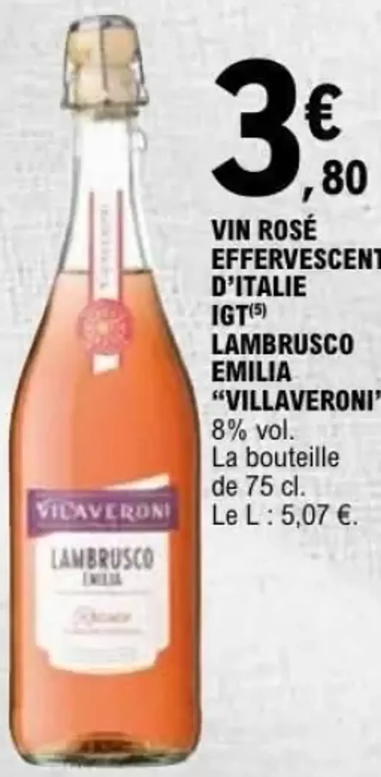Villaveroni Lambrusco Emilia IGT Vin Rosé Effervescent d'Italie