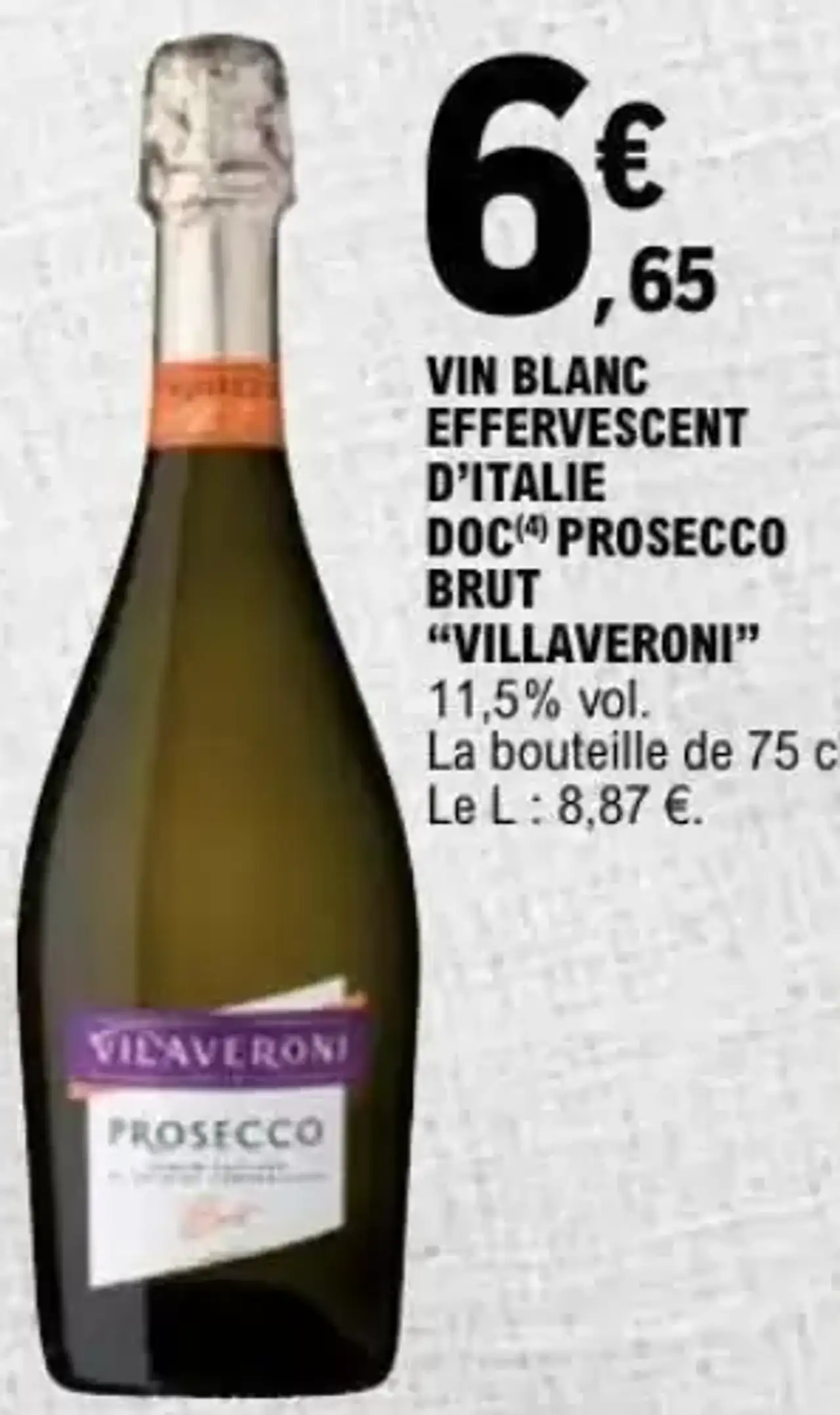 Villaveroni Prosecco Brut DOC Vin Blanc Effervescent d'Italie