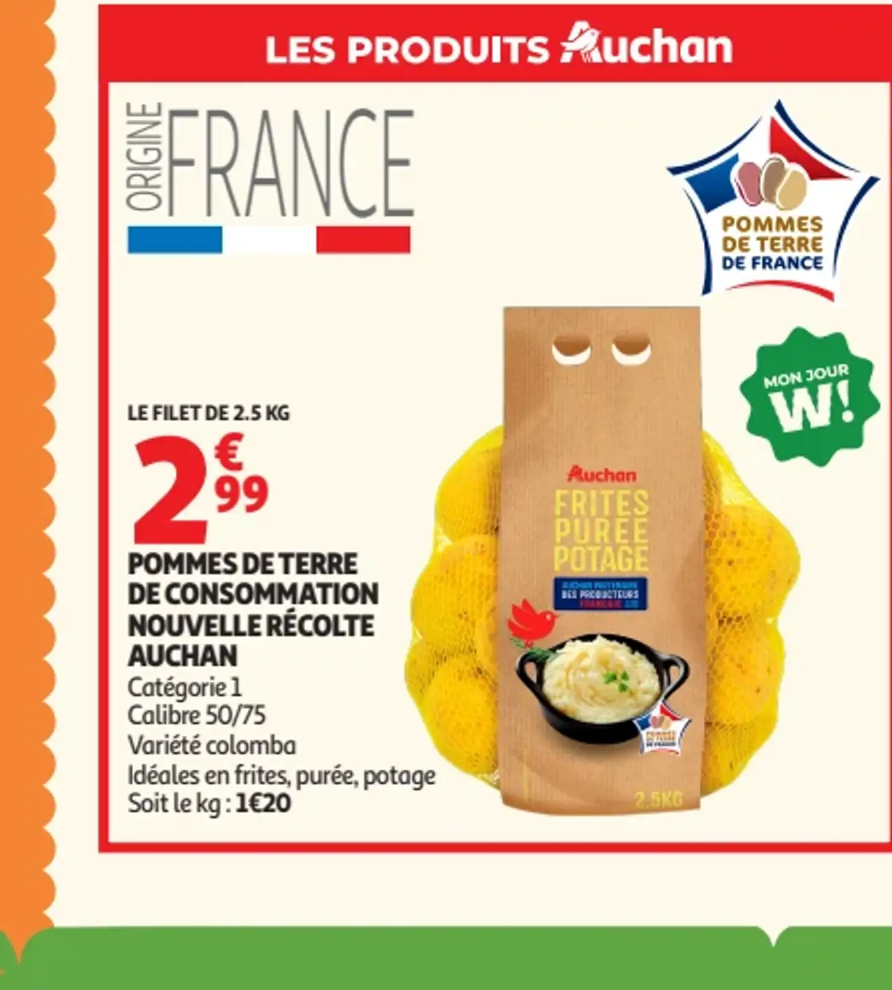 Pommes de terre de consommation nouvelle récolte Auchan