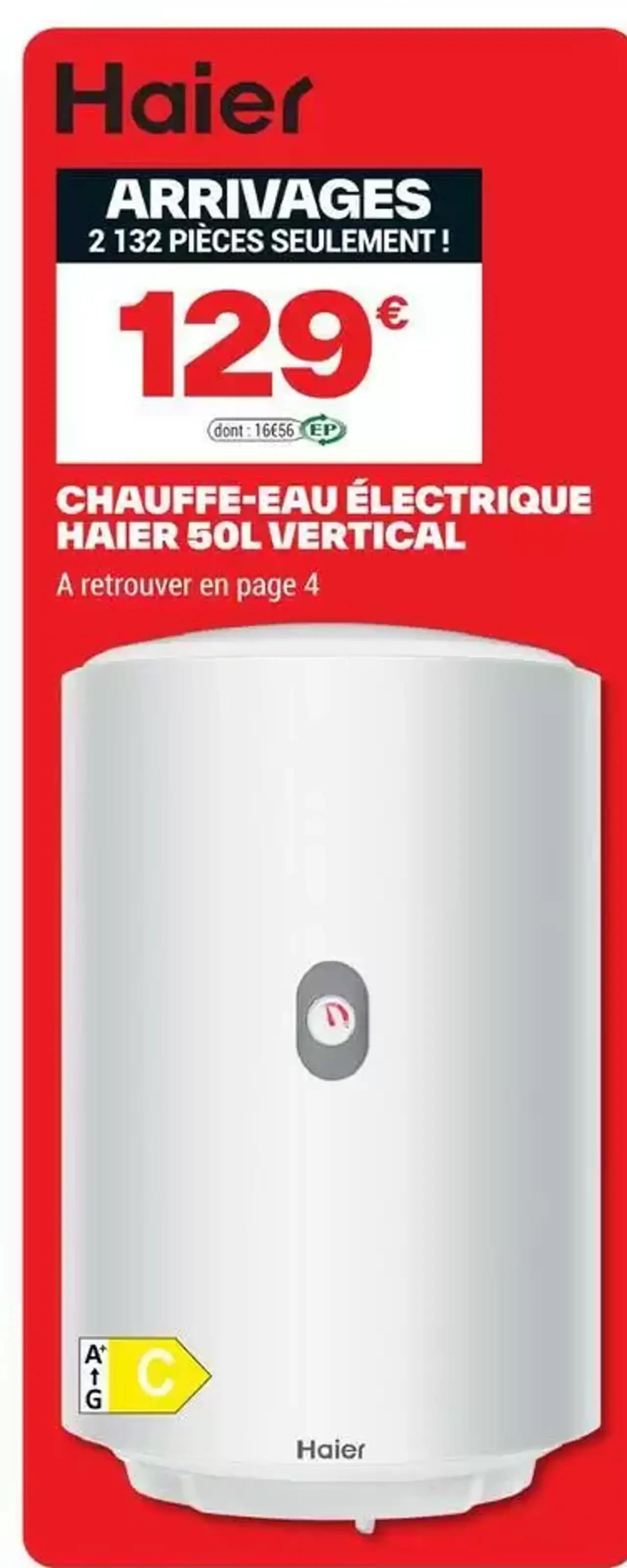 Chauffe-eau électrique Haier 50L vertical