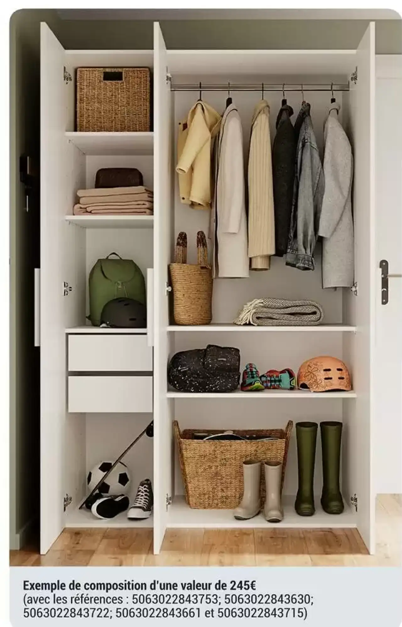 Dressing modulable - Exemple de composition d'une valeur de 245€