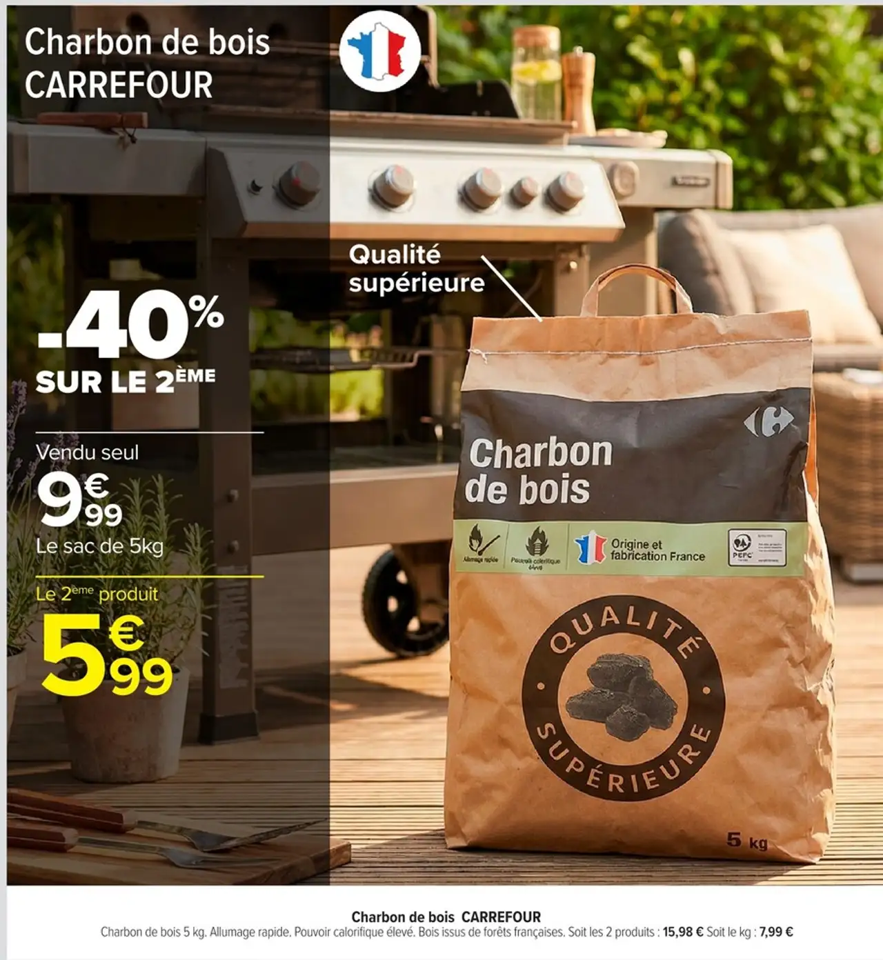 Charbon de bois supérieur Carrefour