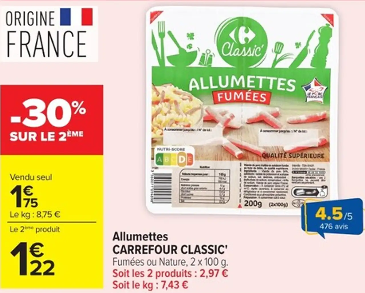 Allumettes Fumées CARREFOUR CLASSIC'