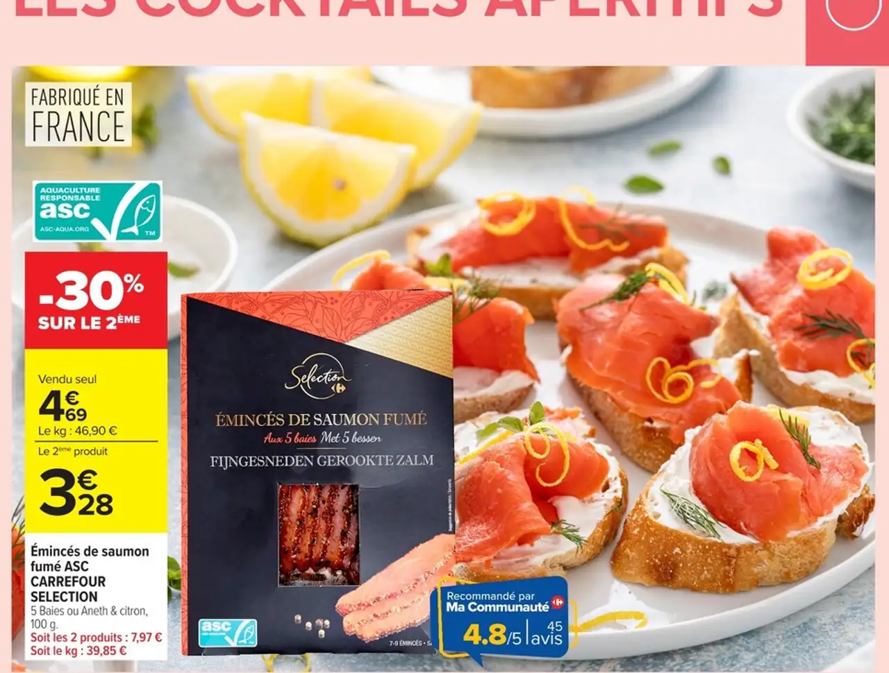 Émincés de saumon fumé ASC CARREFOUR SELECTION