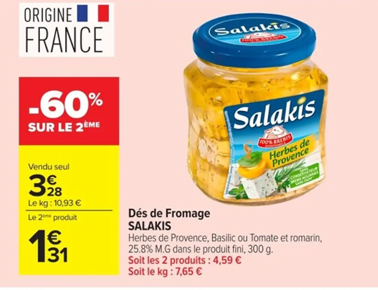 Dés de Fromage SALAKIS Herbes de Provence, Basilic ou Tomate et romarin